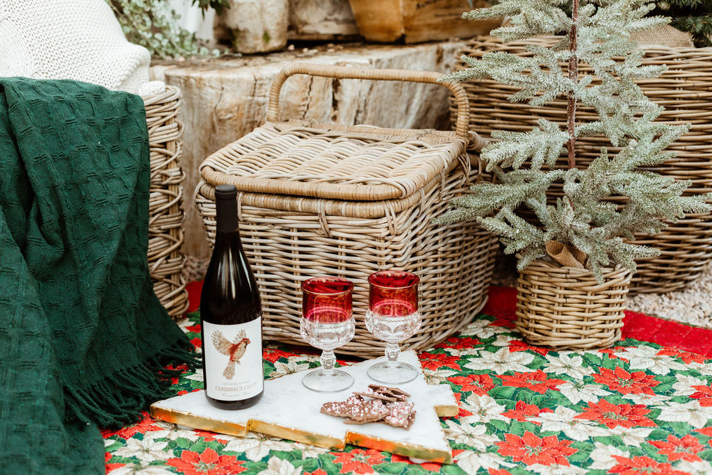 Rattan Picnic Basket with Carry Handles