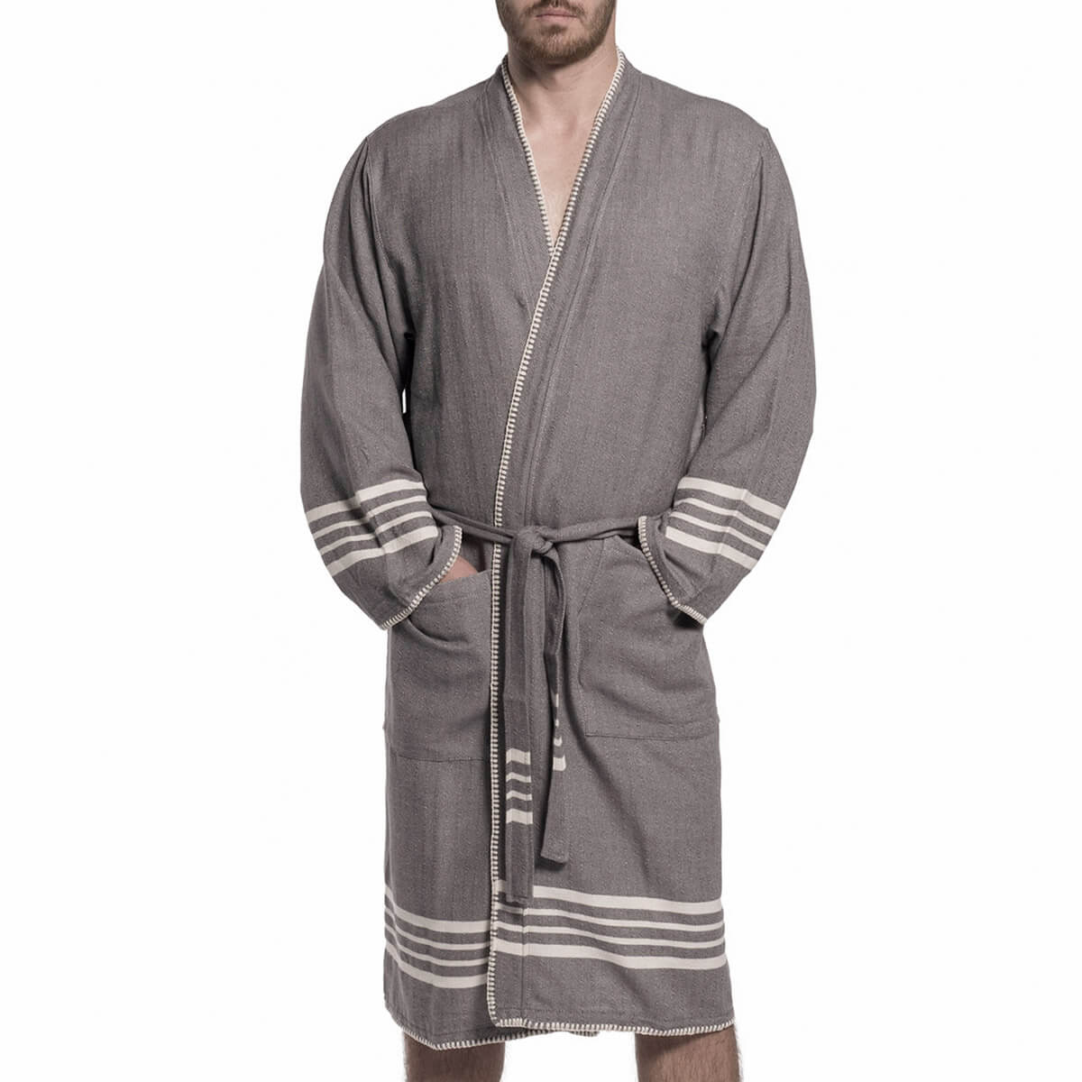 Organic Turkish Cotton Kimono Bathrobe – Lightweight Spa & Home Robe