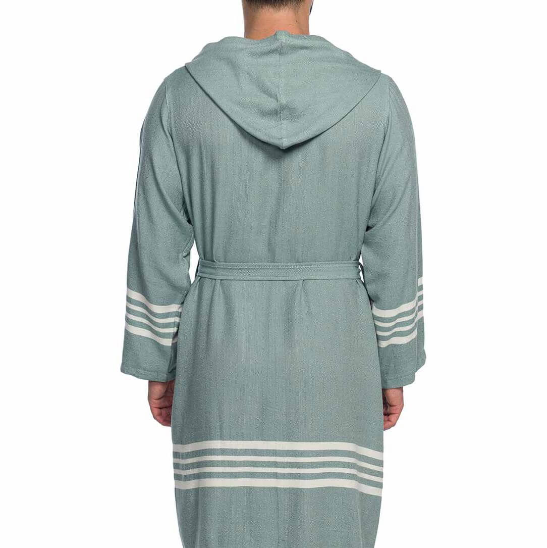 Organic Turkish Cotton Short Bathrobe with Hood – Lightweight Robe