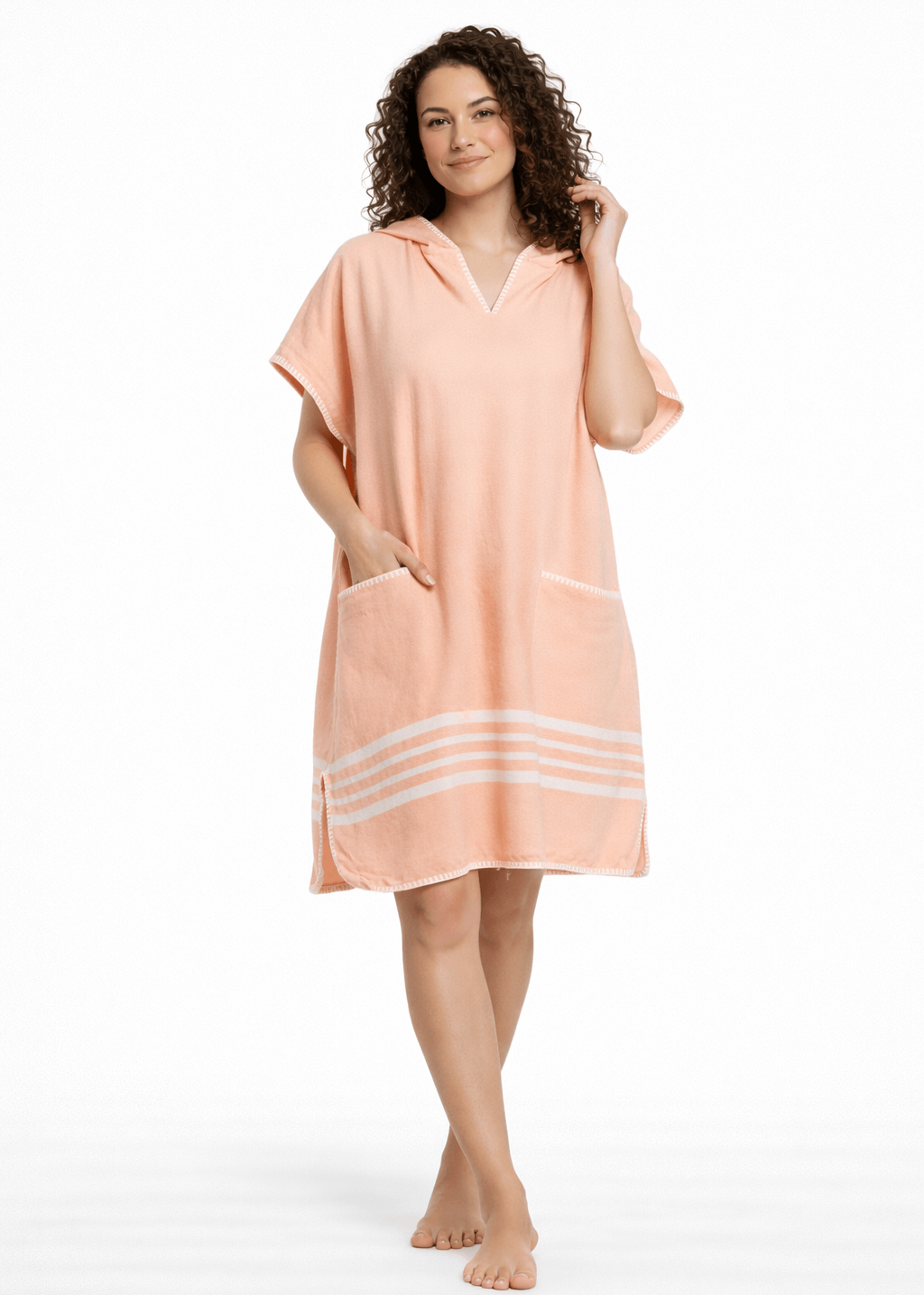 Organic Turkish Cotton Hooded Beach Poncho Cover-Up
