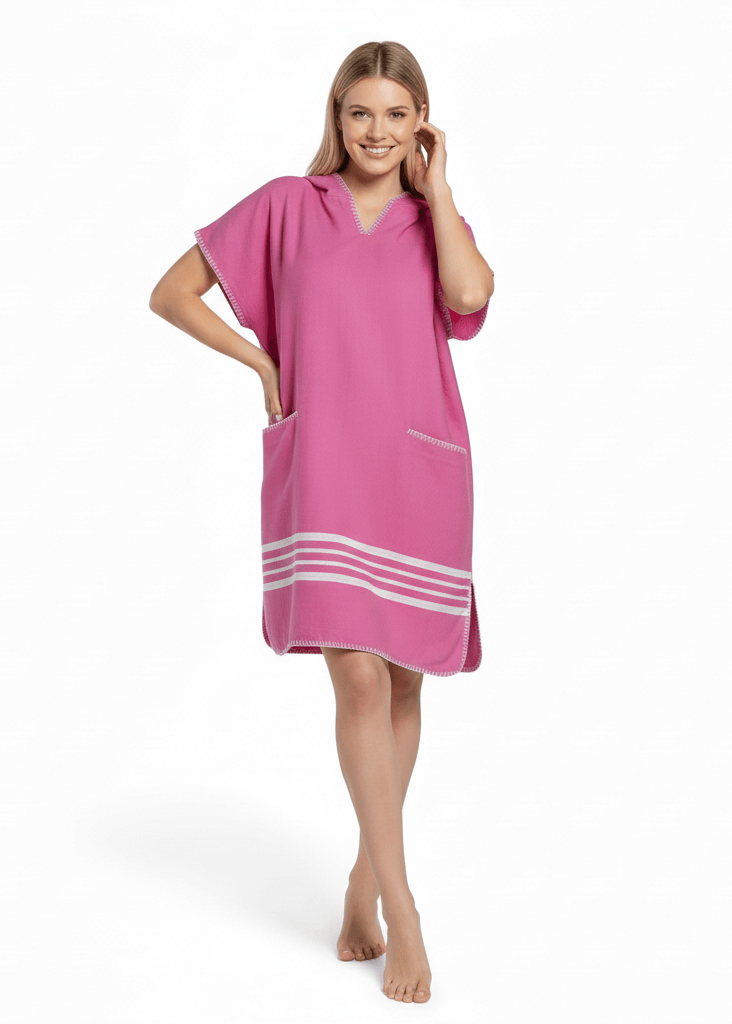 Organic Turkish Cotton Hooded Beach Poncho Cover-Up