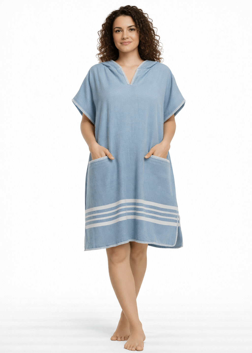 Organic Turkish Cotton Hooded Beach Poncho Cover-Up