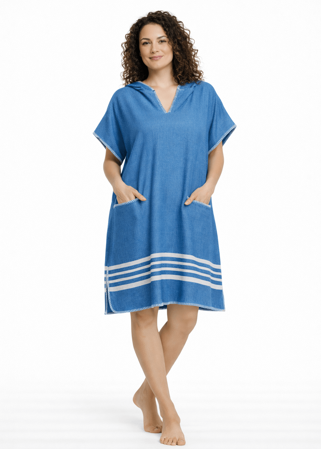 Organic Turkish Cotton Hooded Beach Poncho Cover-Up