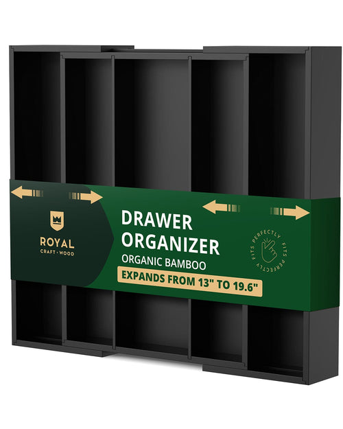 Black five-slot utensil drawer organizer