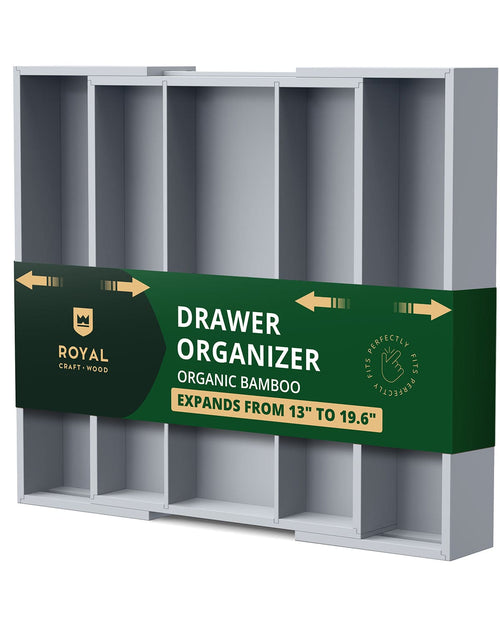 Gray five-slot utensil drawer organizer