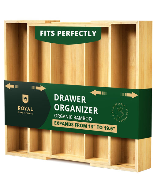 Natural five-slot utensil drawer organizer