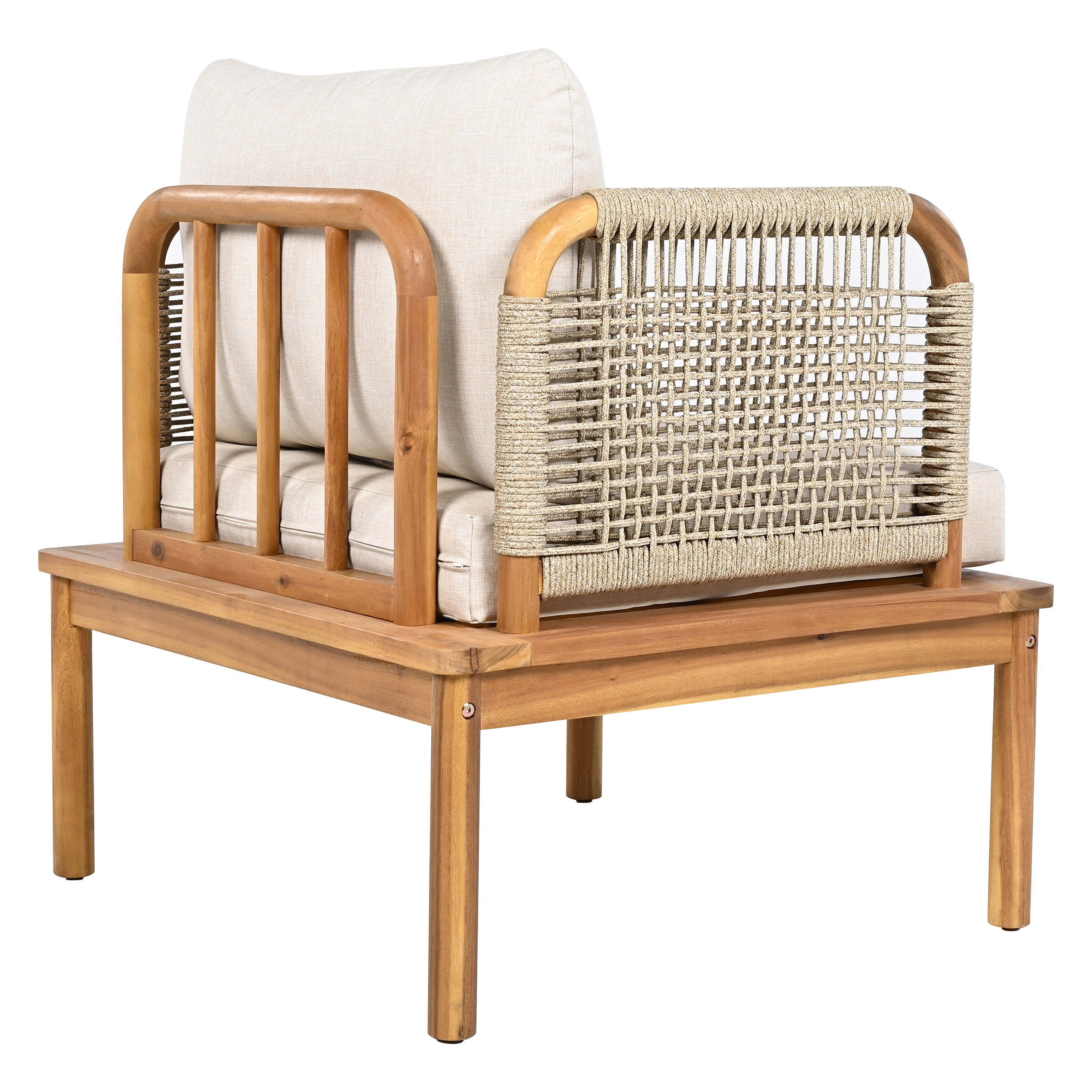 5-Piece Acacia Wood & Rope Patio Set