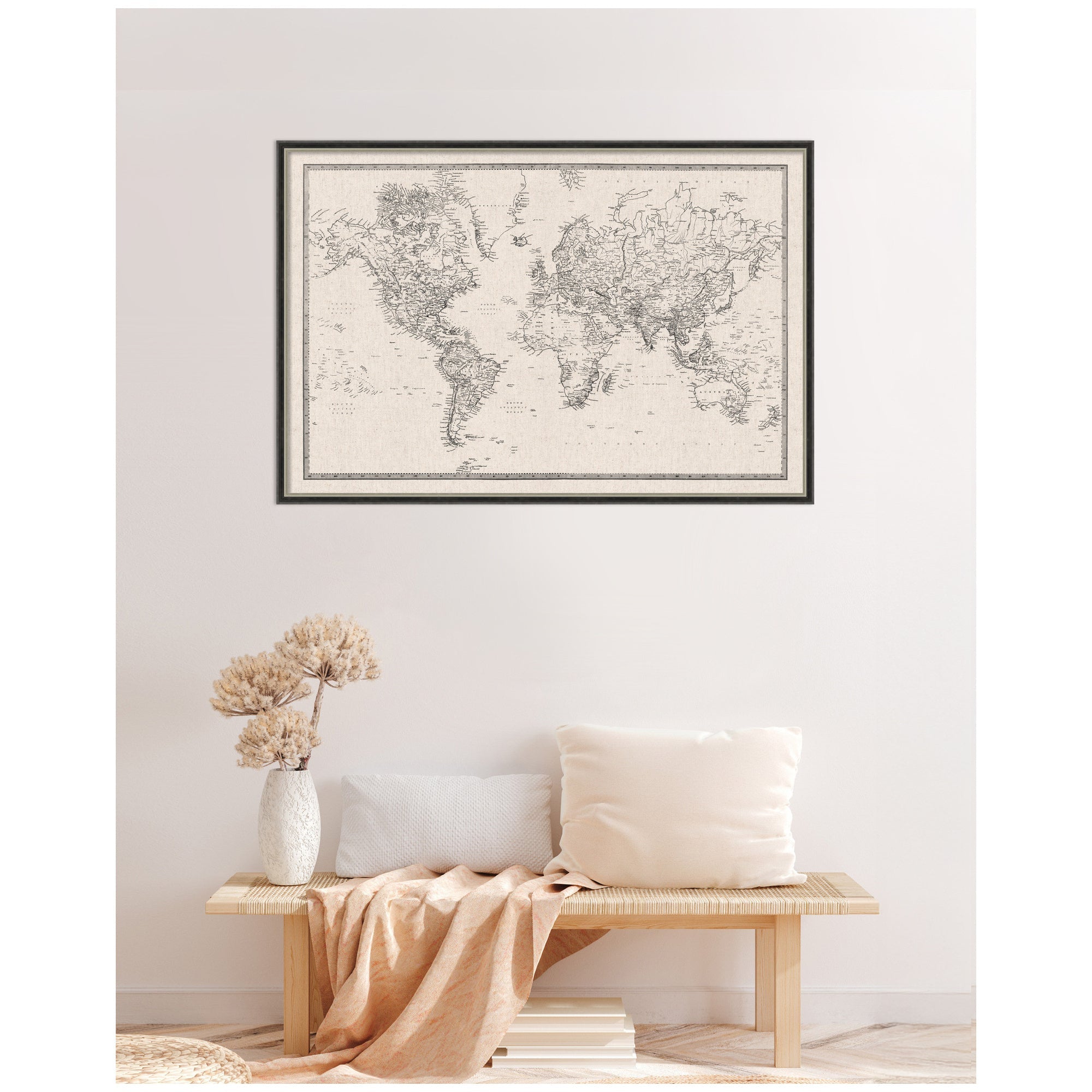 Vintage World Map Fabric Pinboard