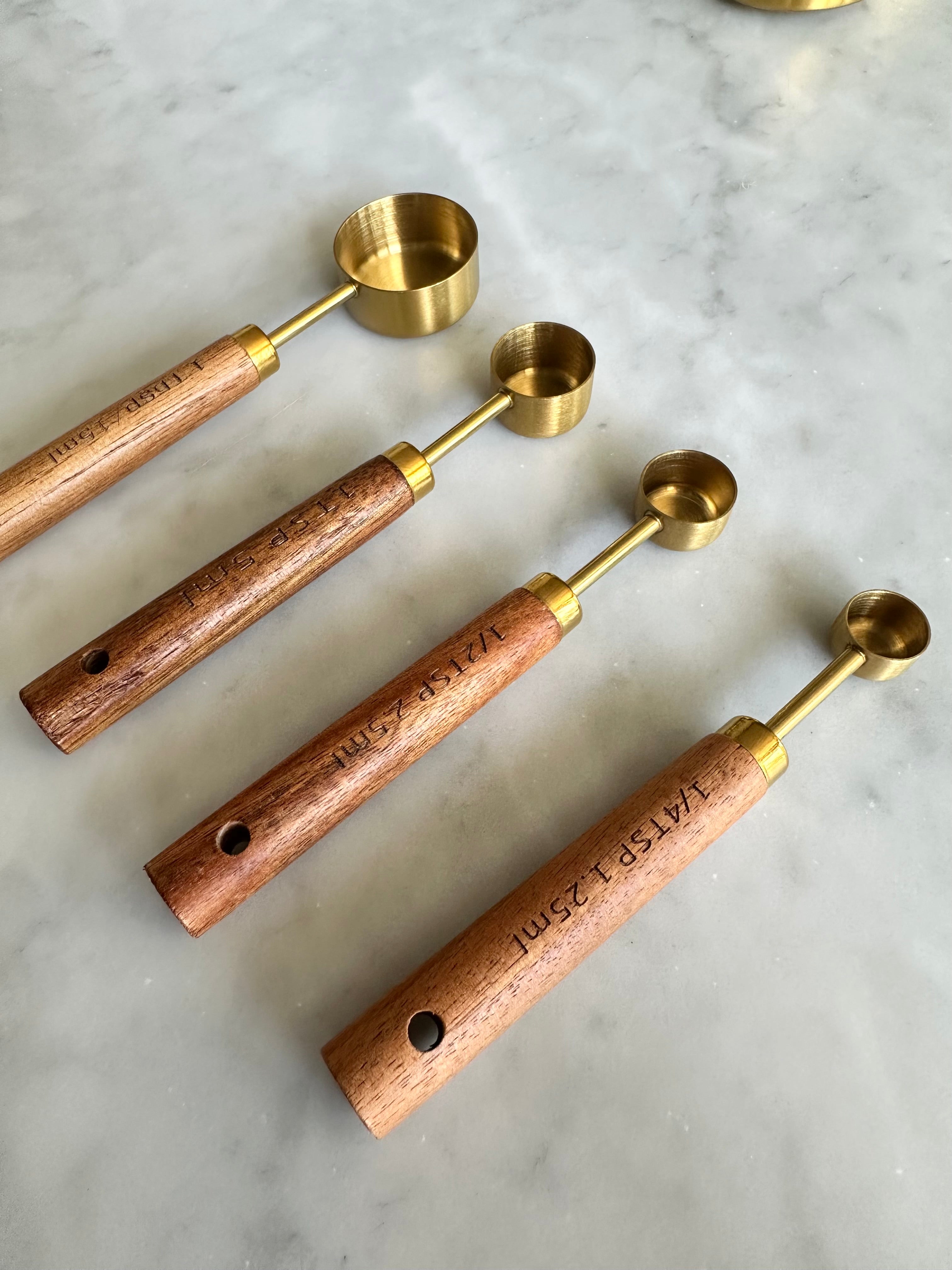Montecito Acacia Wood & Gold Measuring Set — 8 Piece – alternate product view