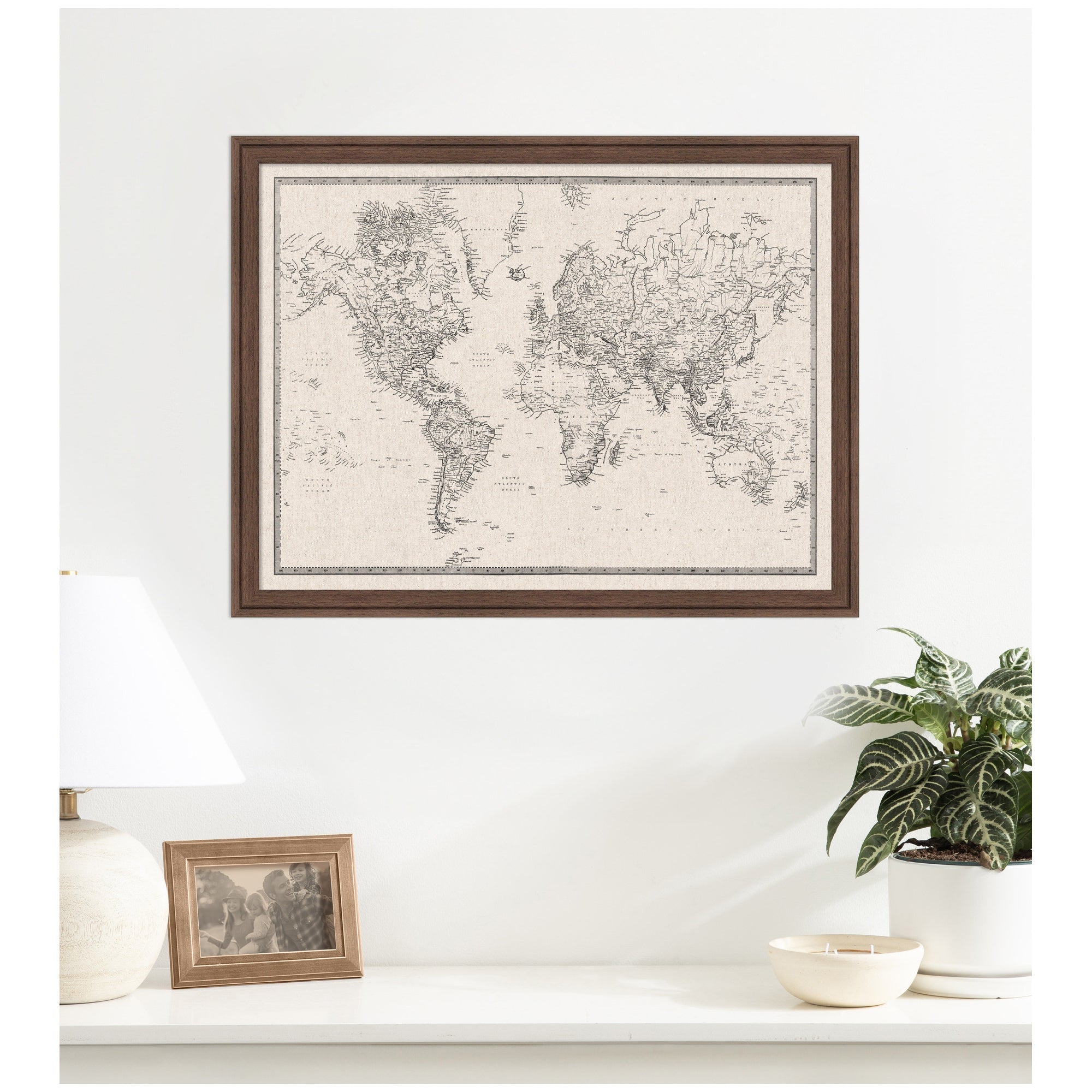 Vintage World Map Fabric Pinboard