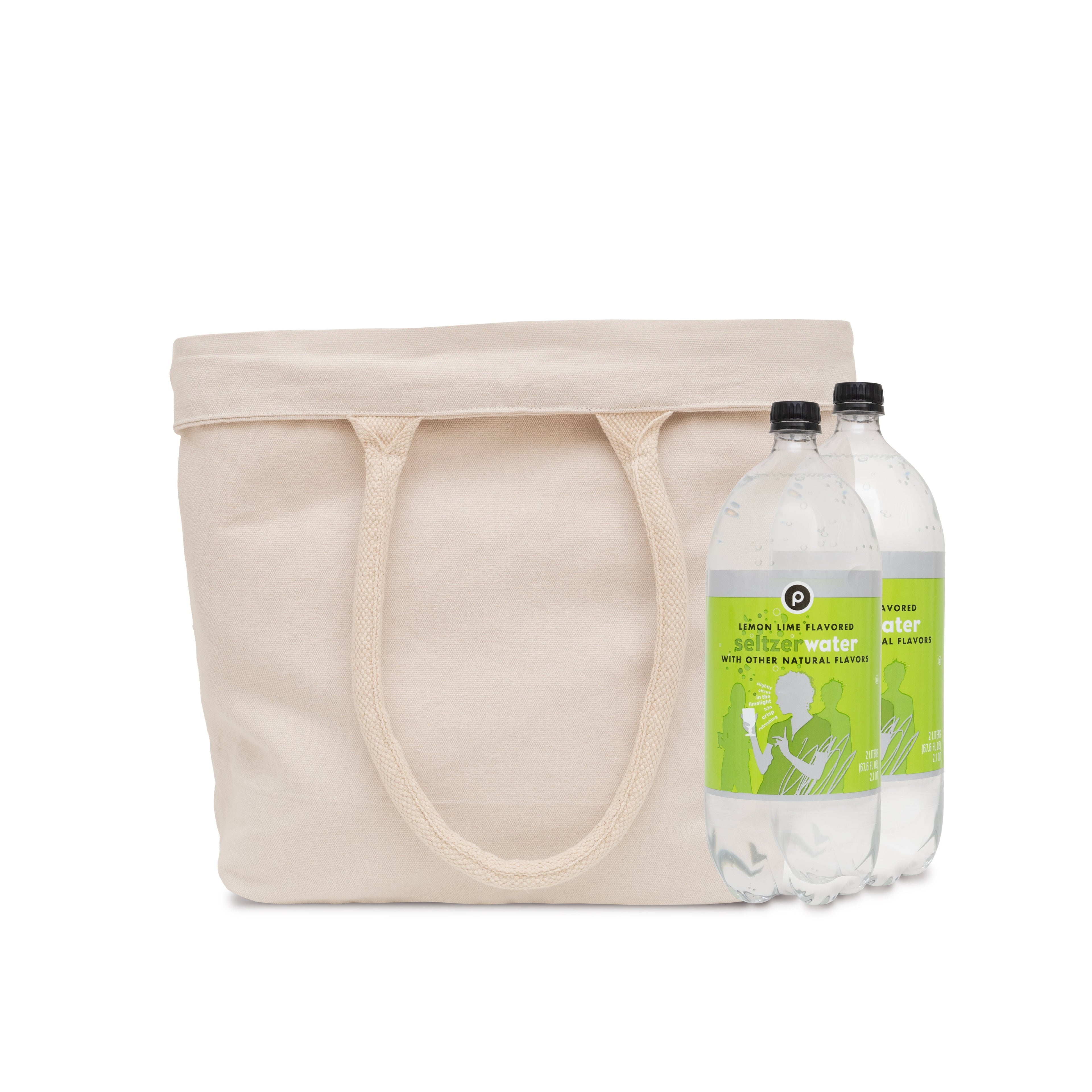 Organic cotton canvas tote shown open