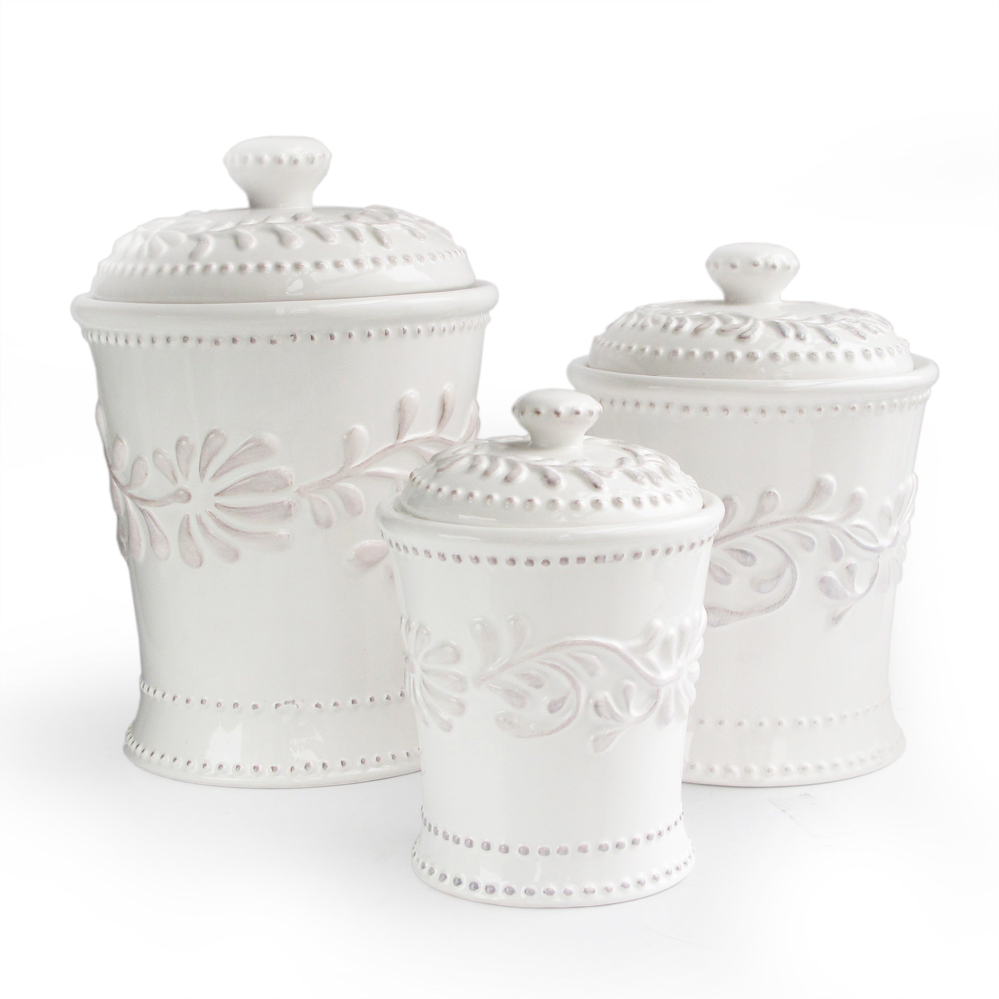 Bianca Leaf Kitchen Canisters — 3-Piece Set