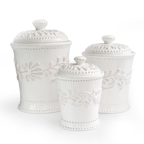 Bianca Leaf Kitchen Canisters — 3-Piece Set