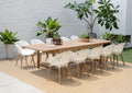Leyland dining table with Nassau white armchairs