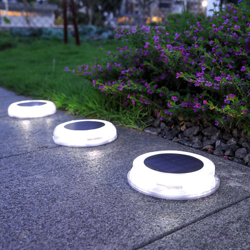 8-LED solar path light for outdoor garden and walkway lighting
