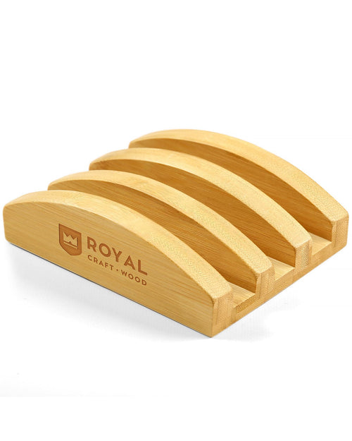Natural three-slot cutting board storage stand
