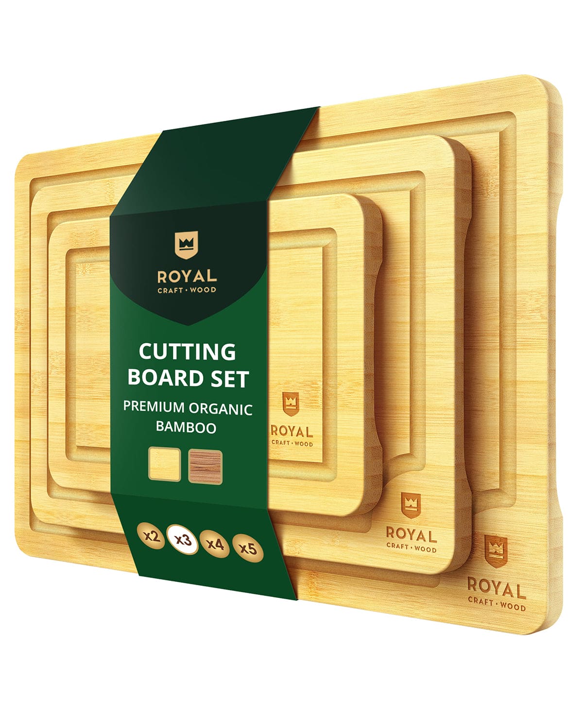 Bamboo Cutting Boards — Set of 3