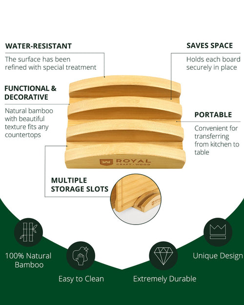 3-Slot Cutting Board Stand — Natural