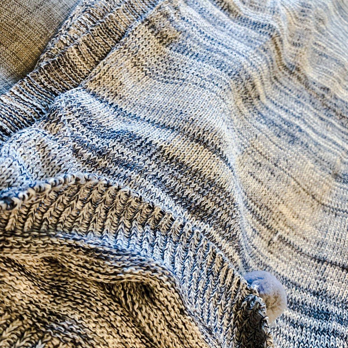 Casablanca Pom Pom Cotton Throw Blanket