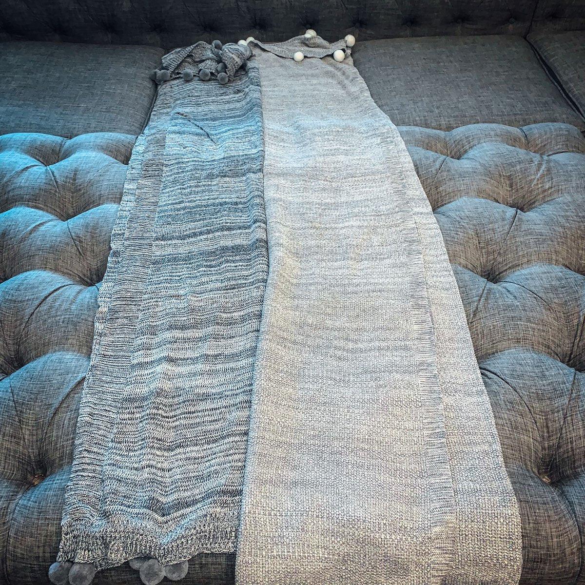 Casablanca Pom Pom Cotton Throw Blanket