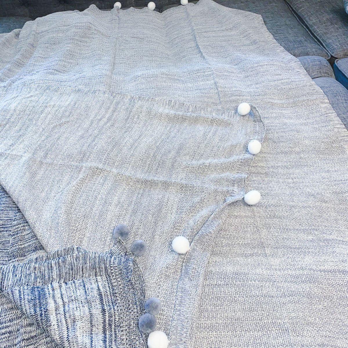 Casablanca Pom Pom Cotton Throw Blanket