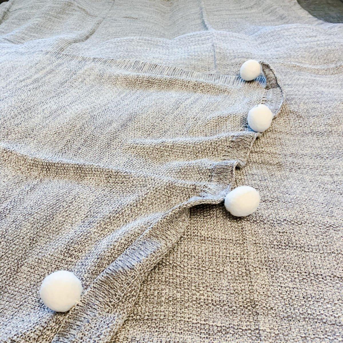 Casablanca Pom Pom Cotton Throw Blanket