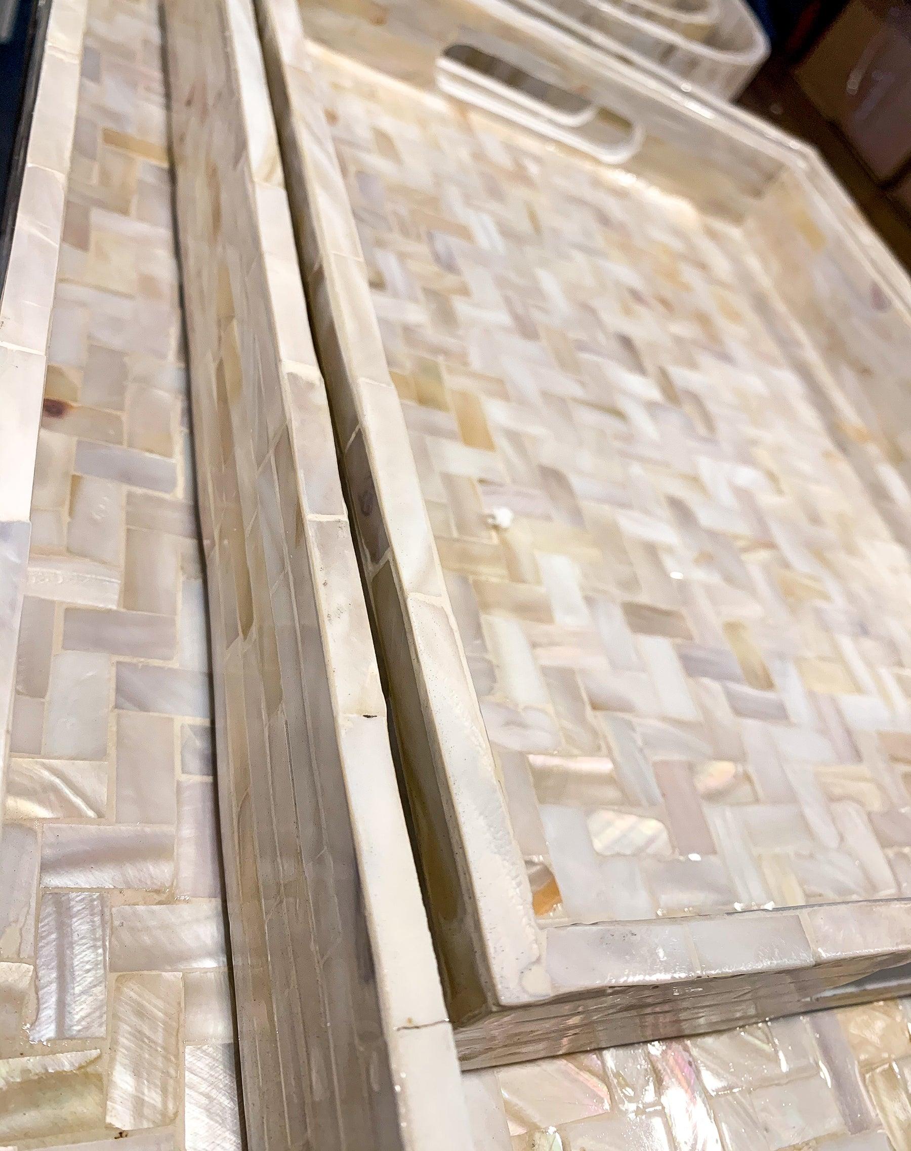 Cream Herringbone Mother-of-Pearl Tray