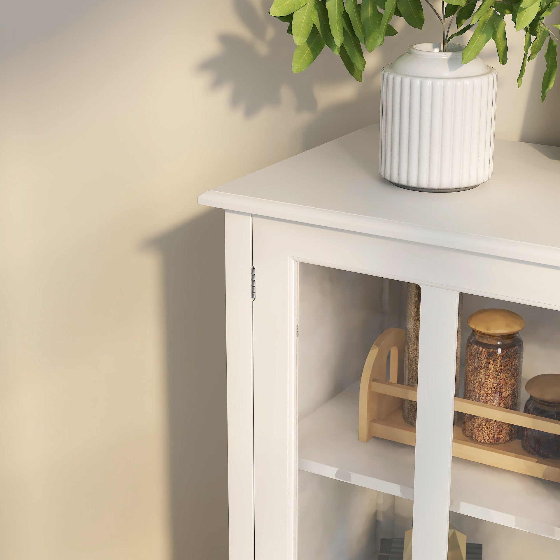 Buffet Storage Cabinet with Double Glass Doors