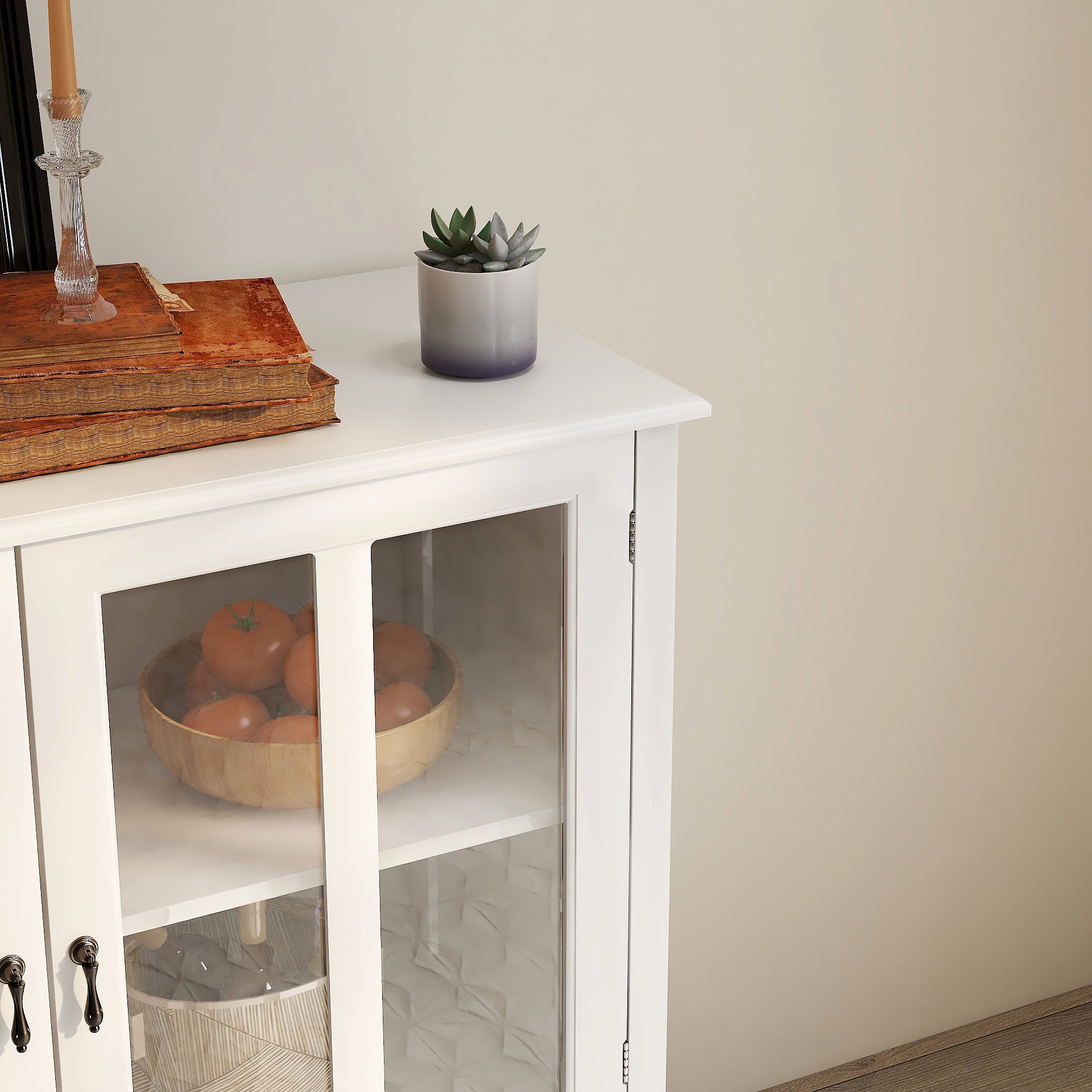 Buffet Storage Cabinet with Double Glass Doors