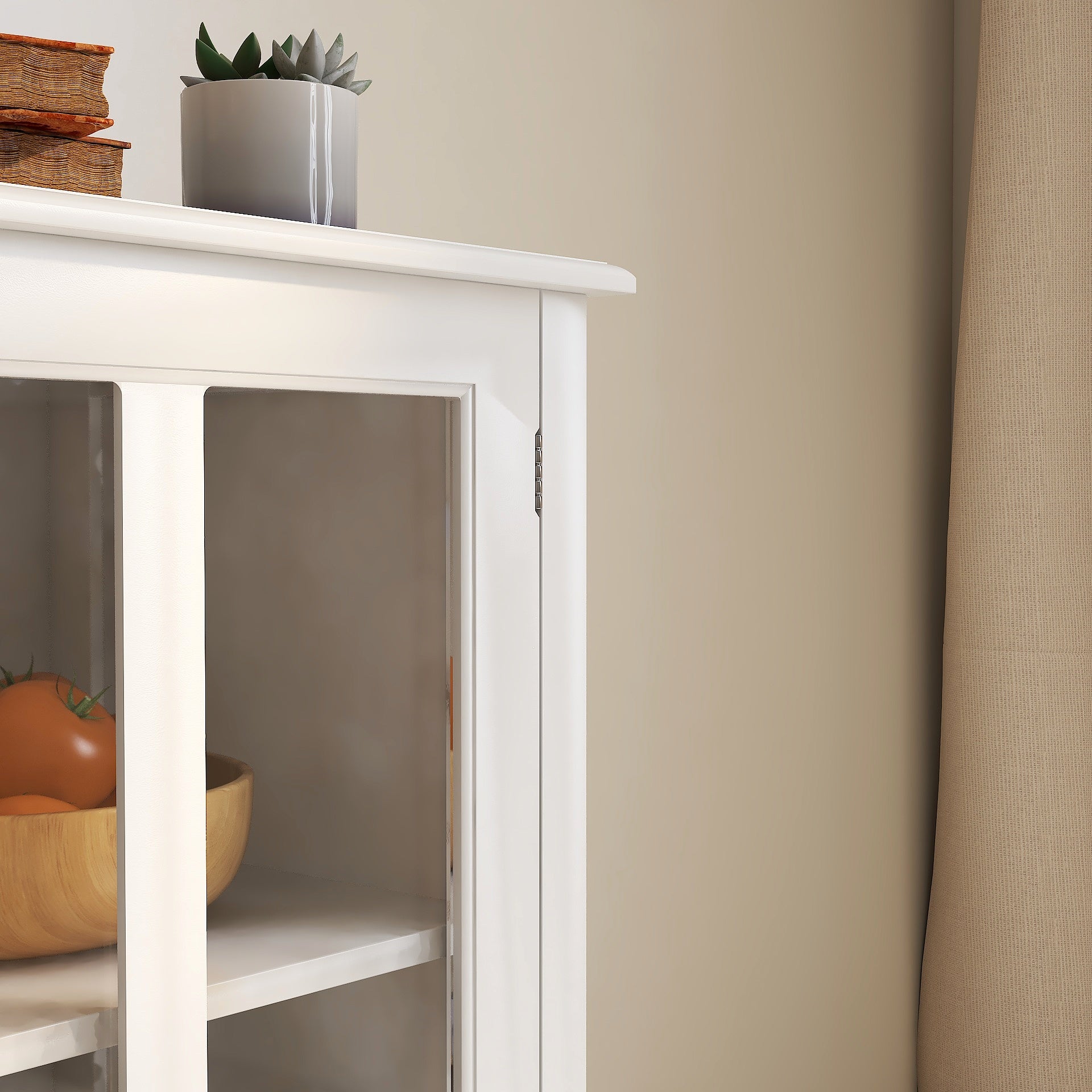 Buffet Storage Cabinet with Double Glass Doors