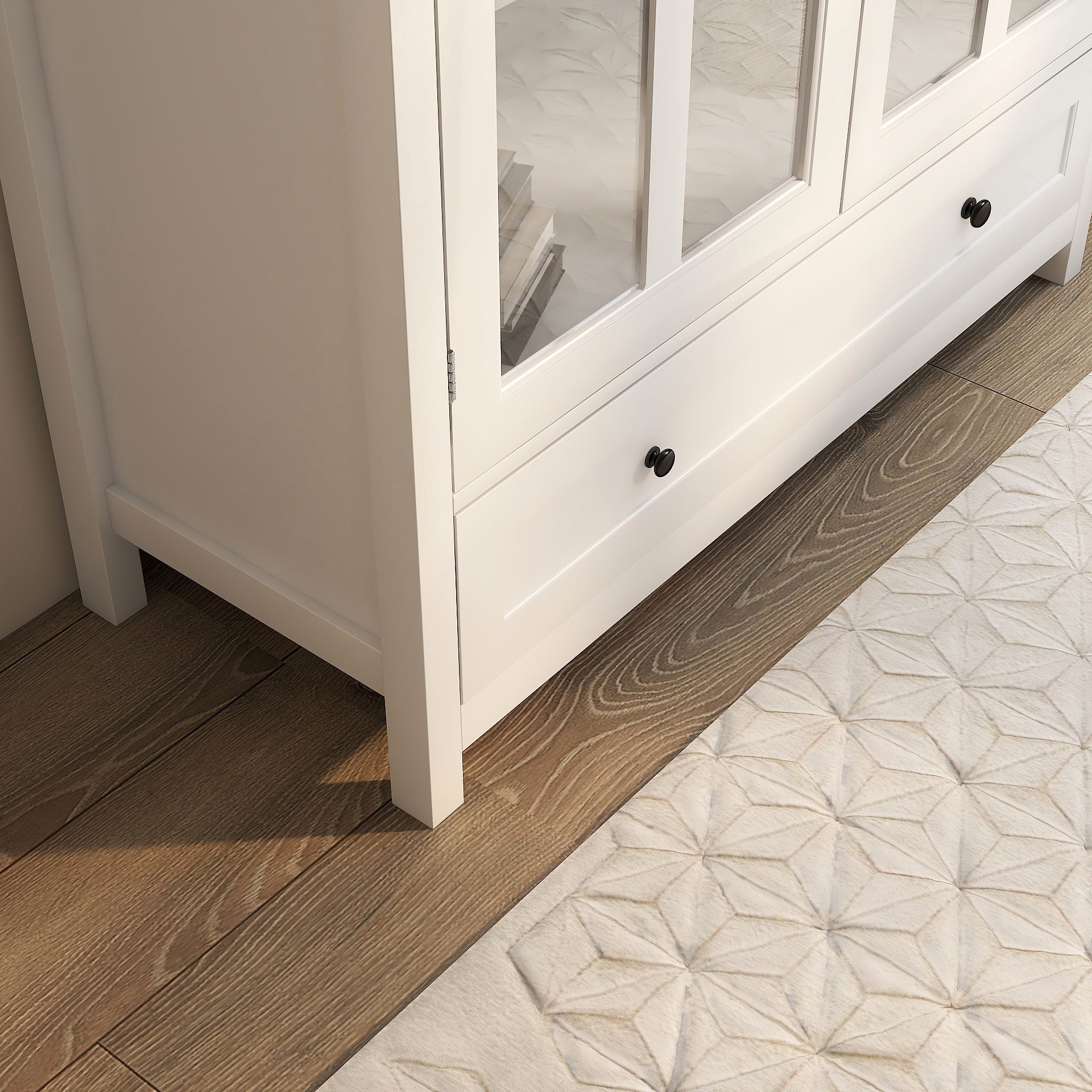 Buffet Storage Cabinet with Double Glass Doors