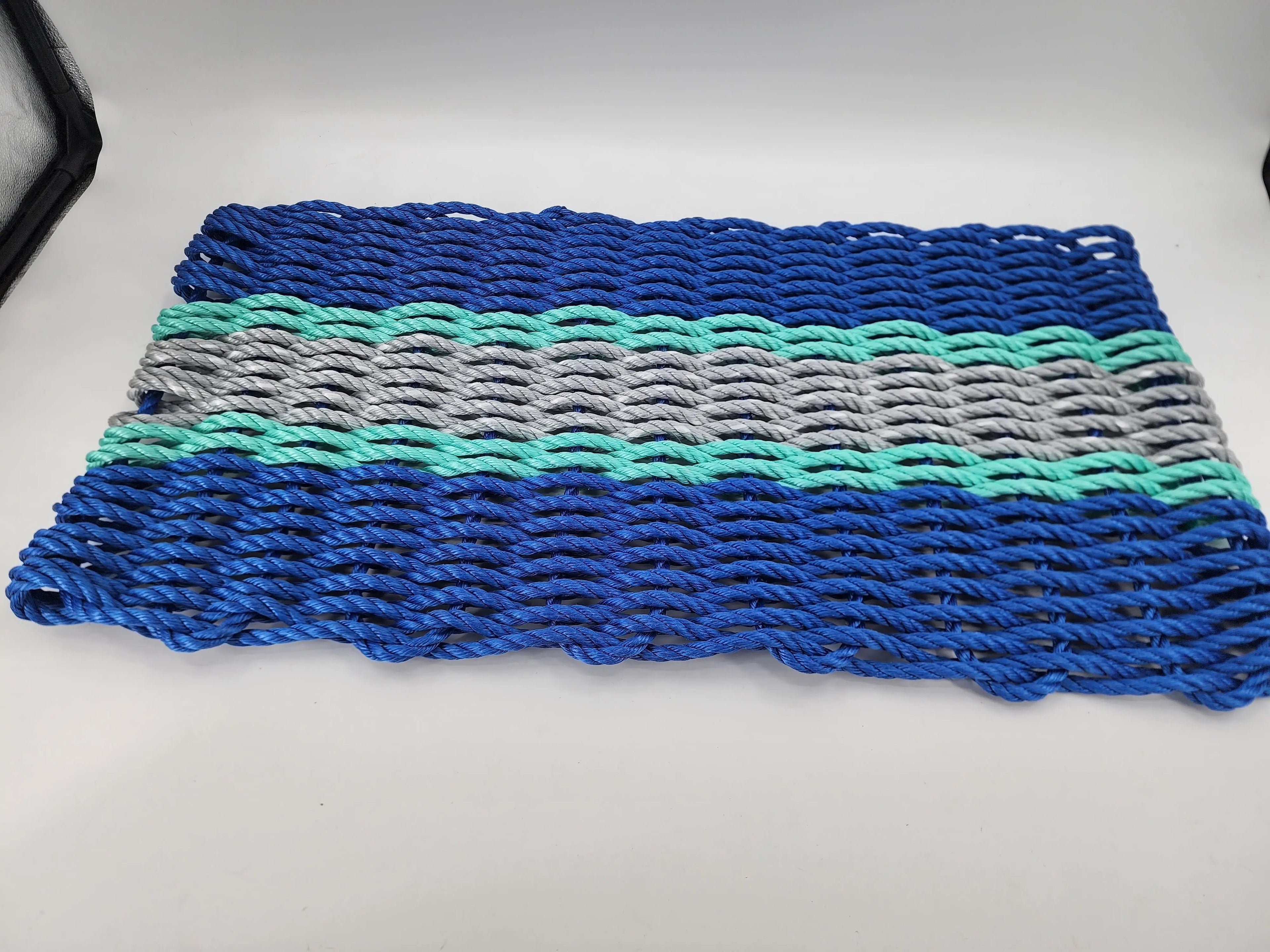 Blue, Gray & Teal Accent Lobster Rope Doormat