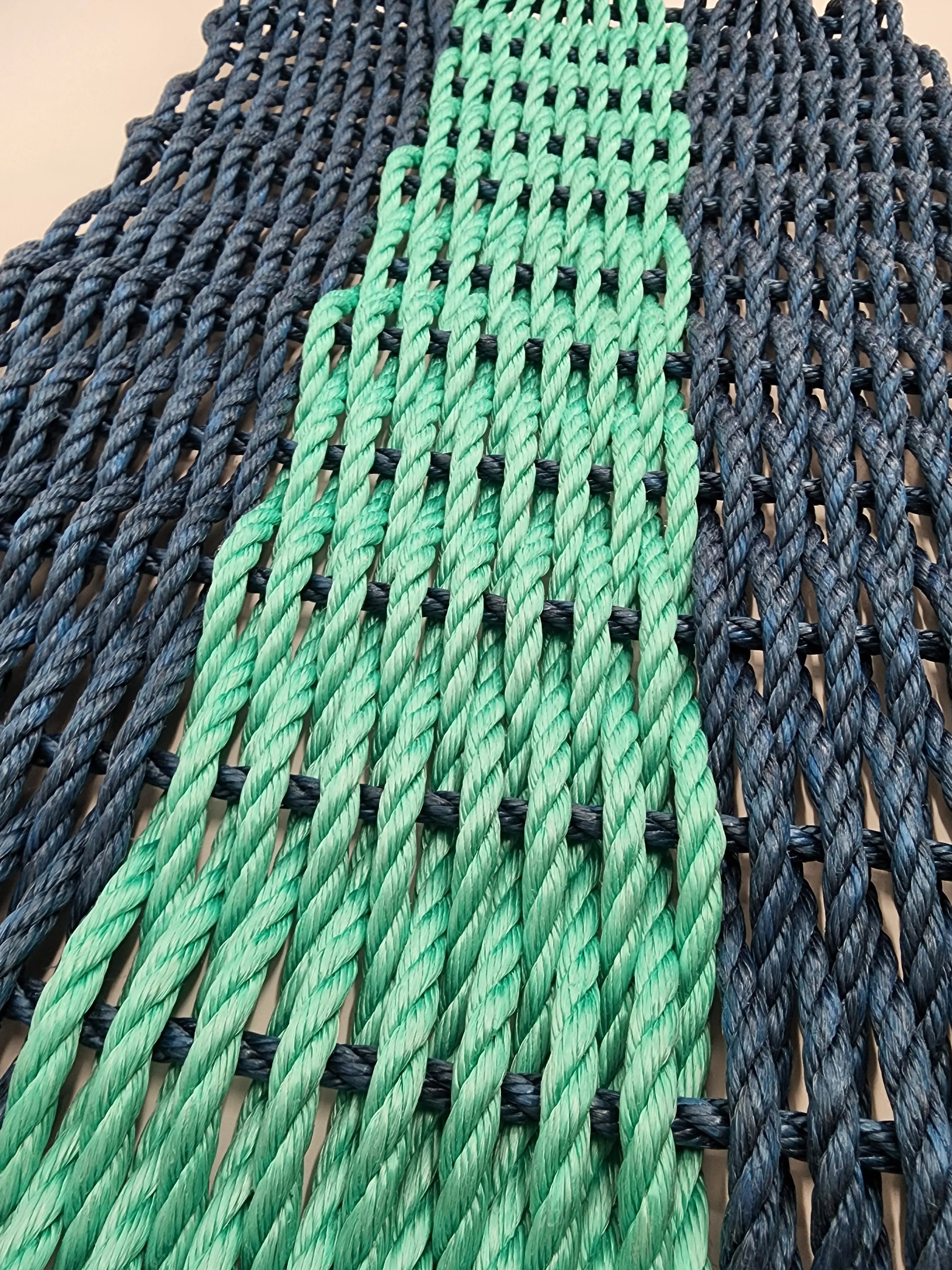 Navy Blue & Teal Lobster Rope Doormat