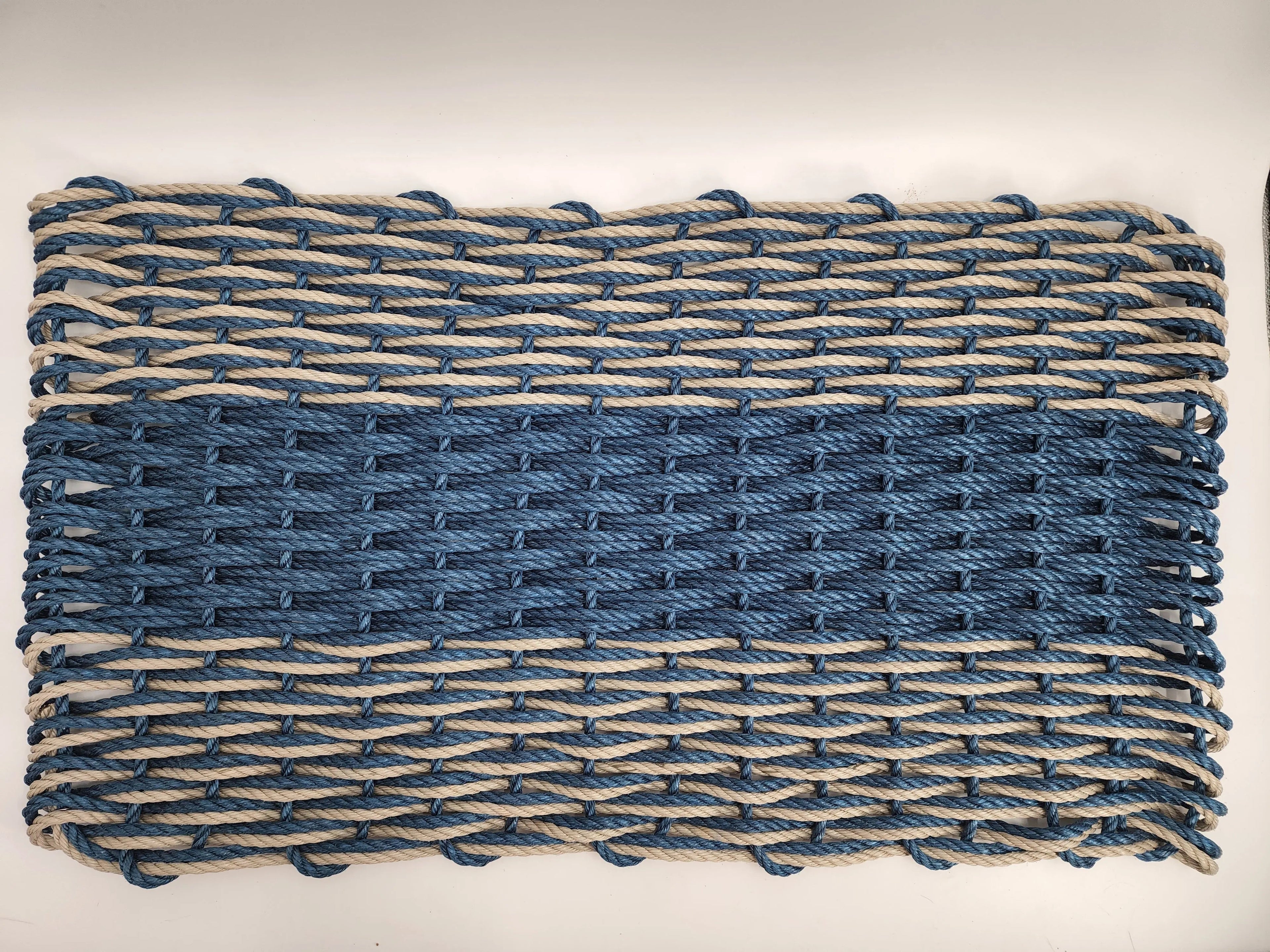 Navy Blue & Tan Double Weave Lobster Rope Doormat