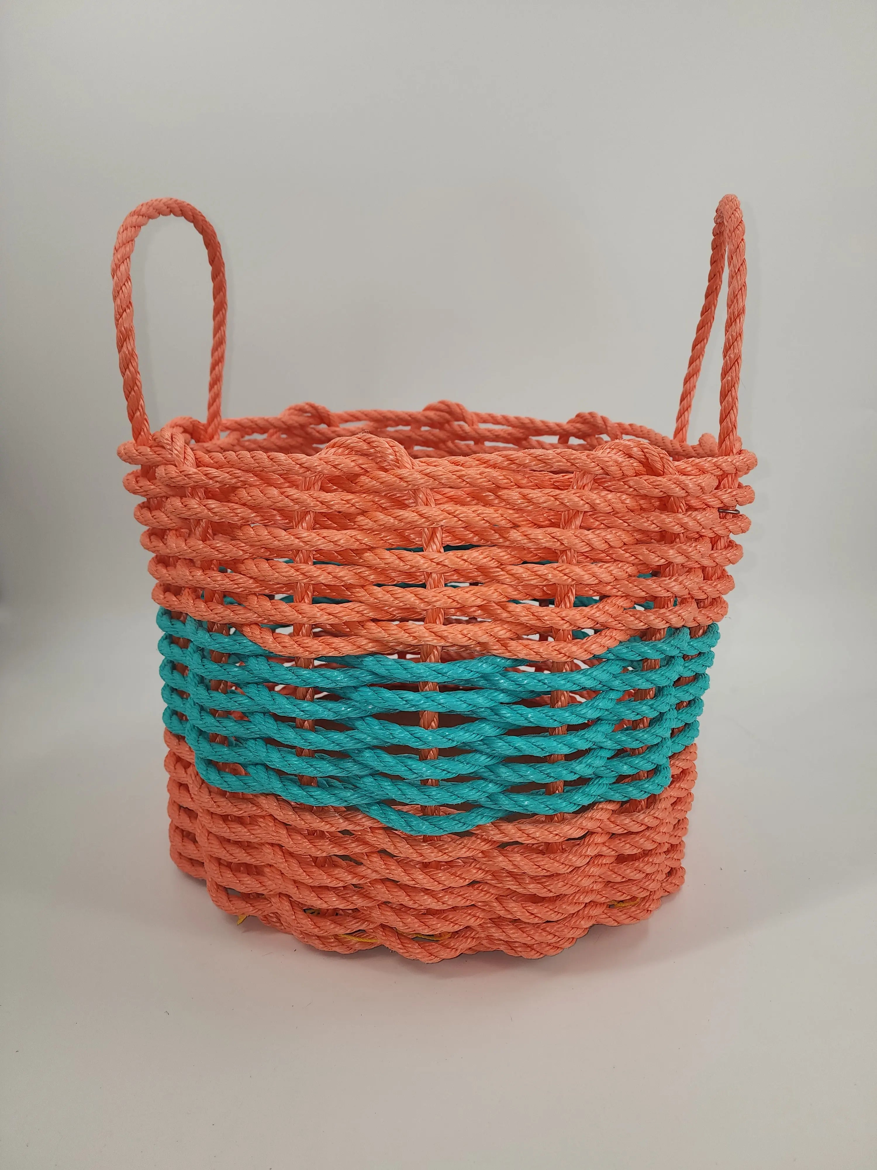 Coral Orange & Teal Rope Basket
