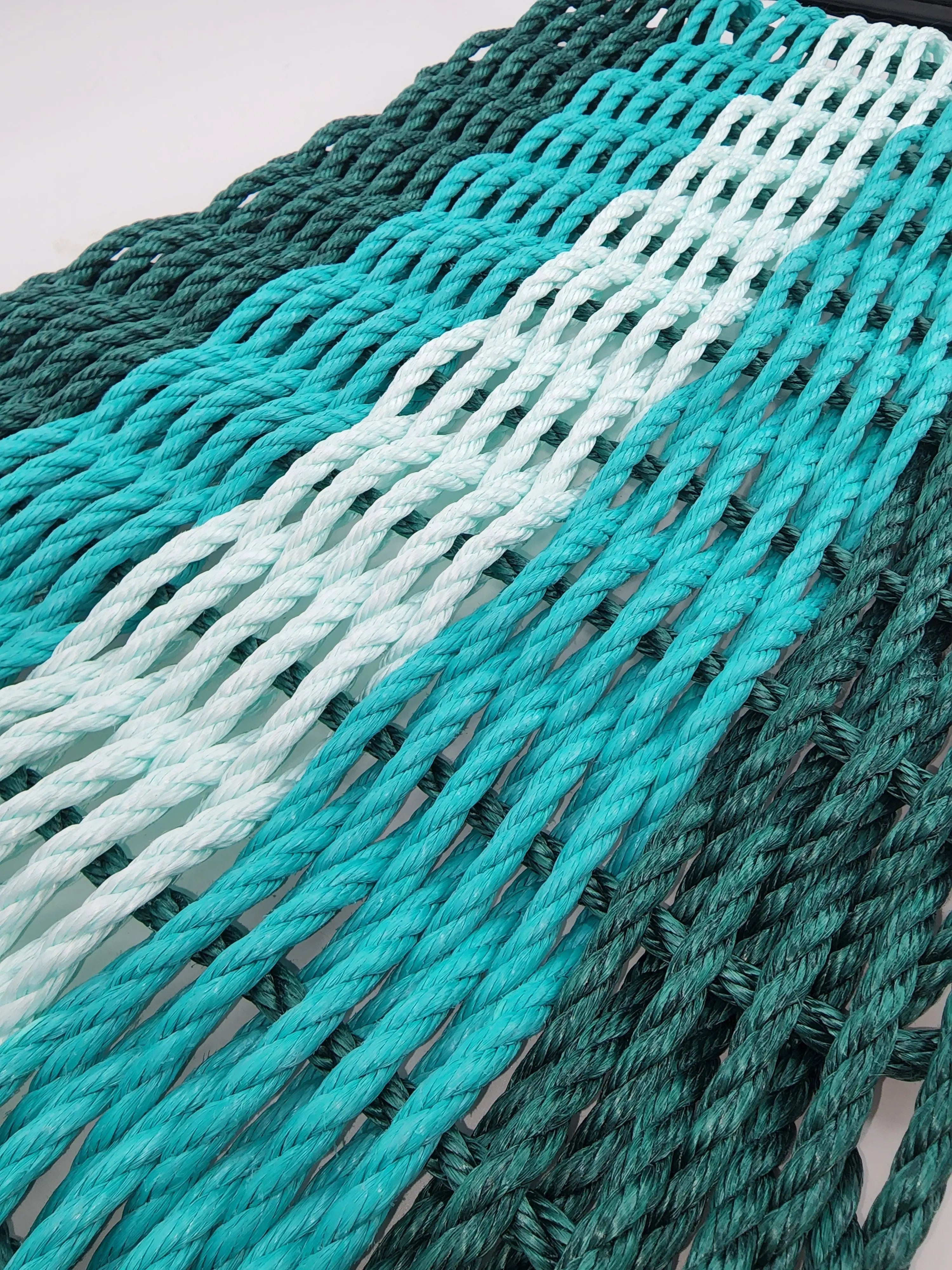 Hunter Green, Teal & Seafoam 5 Stripe Lobster Rope Doormat