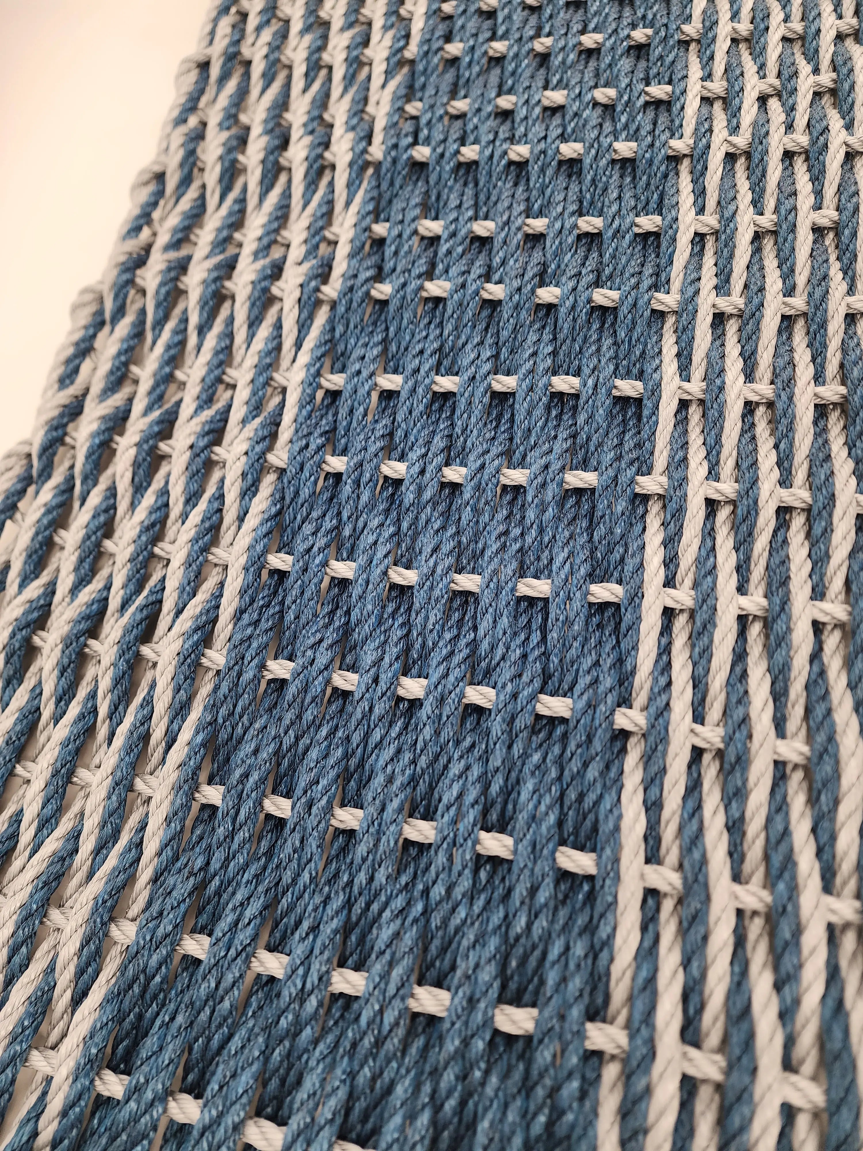 Navy Blue & Light Gray Double Weave Lobster Rope Doormat