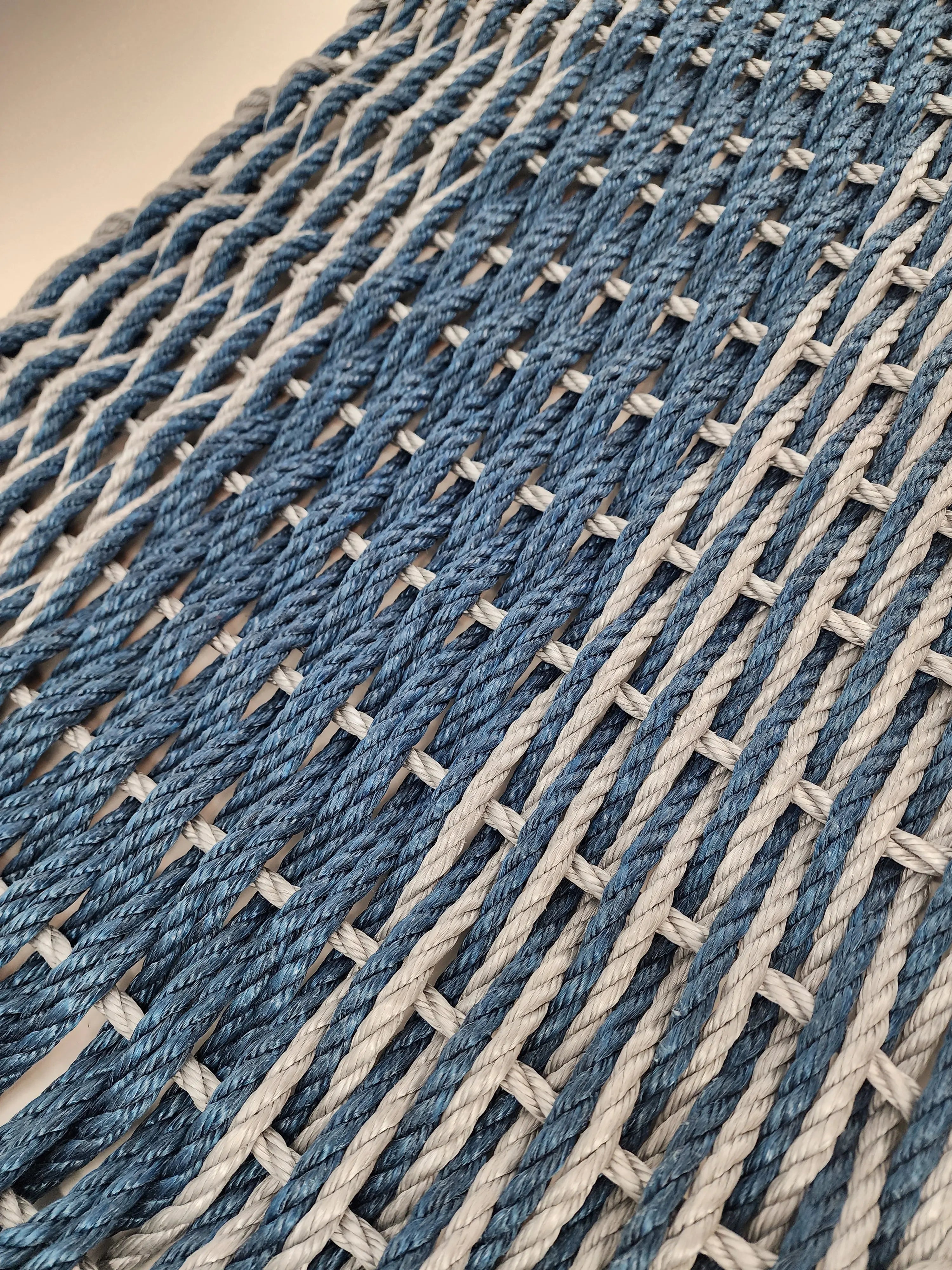 Navy Blue & Light Gray Double Weave Lobster Rope Doormat