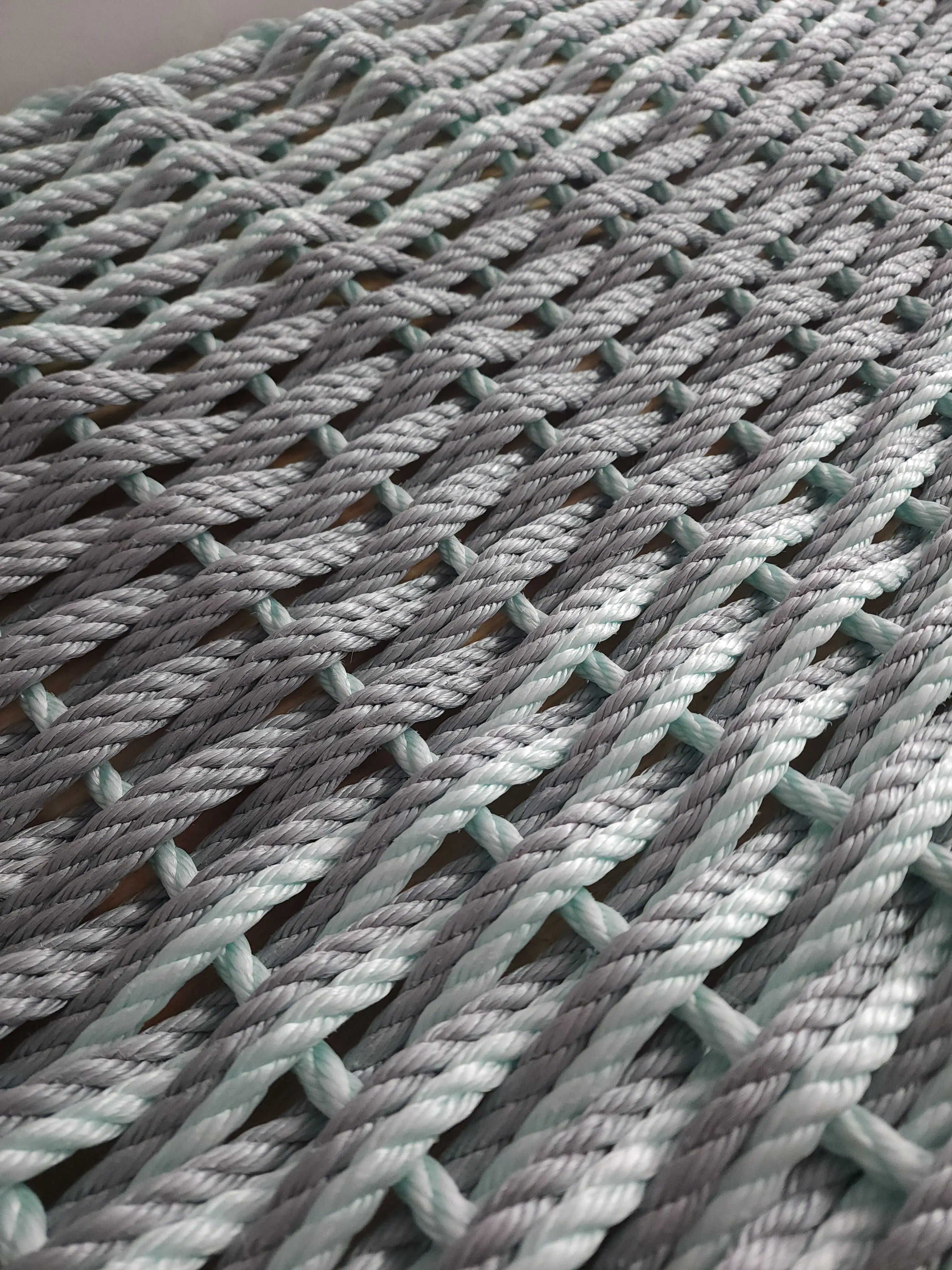 Light Gray & Seafoam Double Weave Lobster Rope Doormat