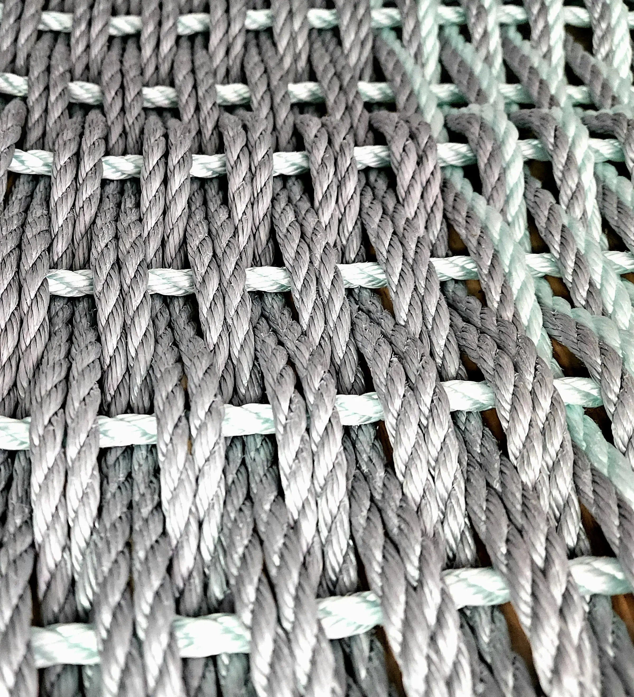 Light Gray & Seafoam Double Weave Lobster Rope Doormat