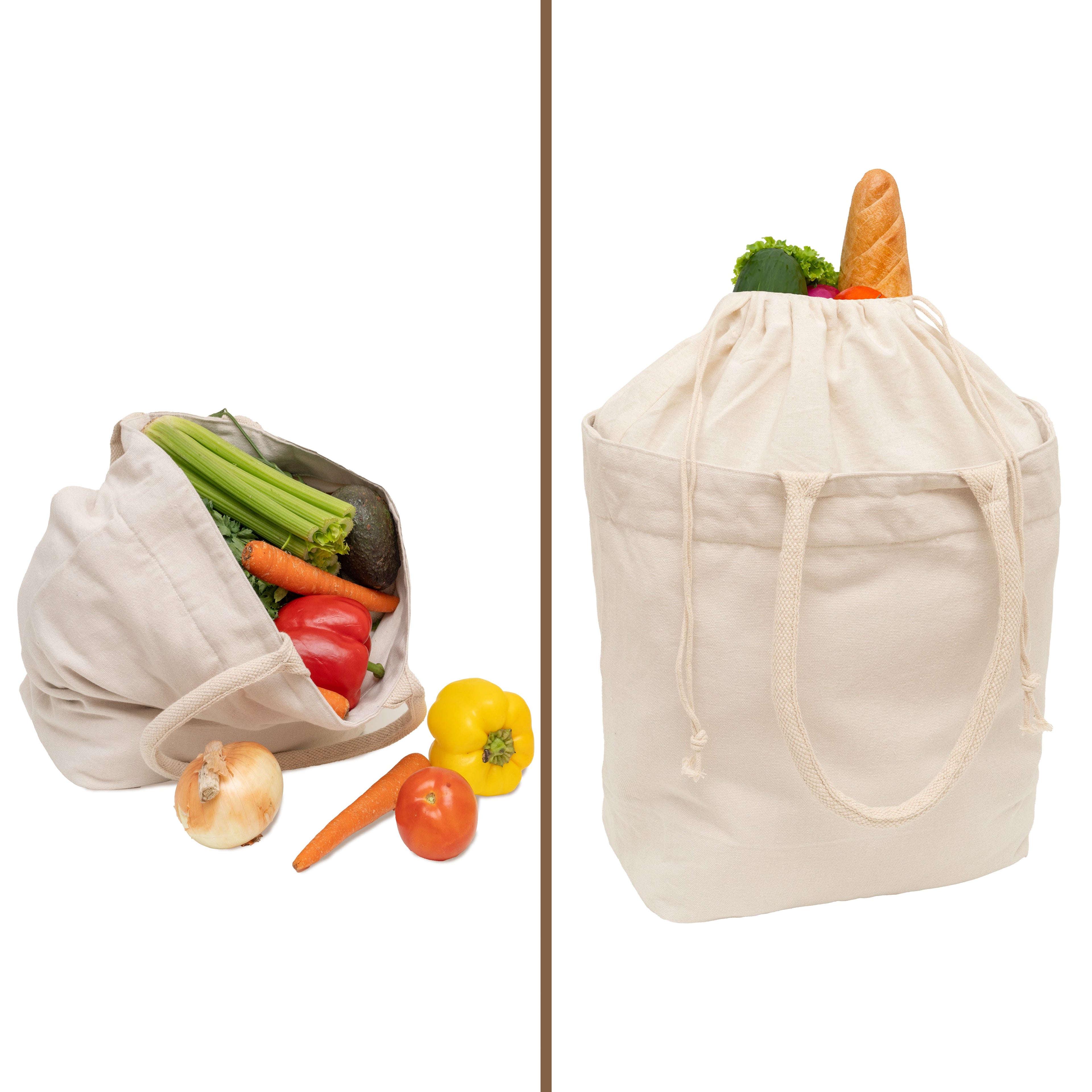 Reusable canvas grocery tote for market shopping