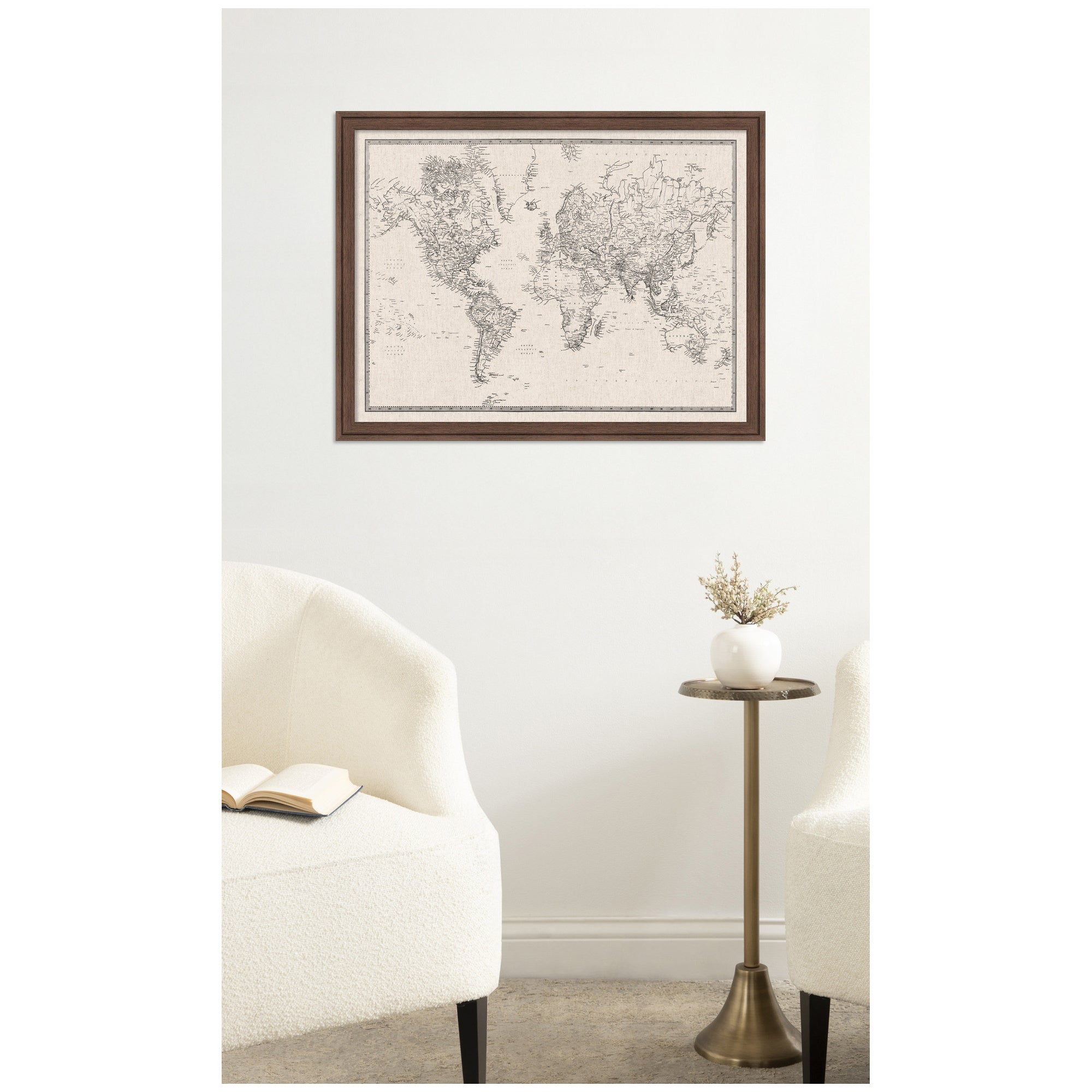 Vintage World Map Fabric Pinboard
