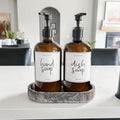 16 oz Amber Glass Dispenser — White Label