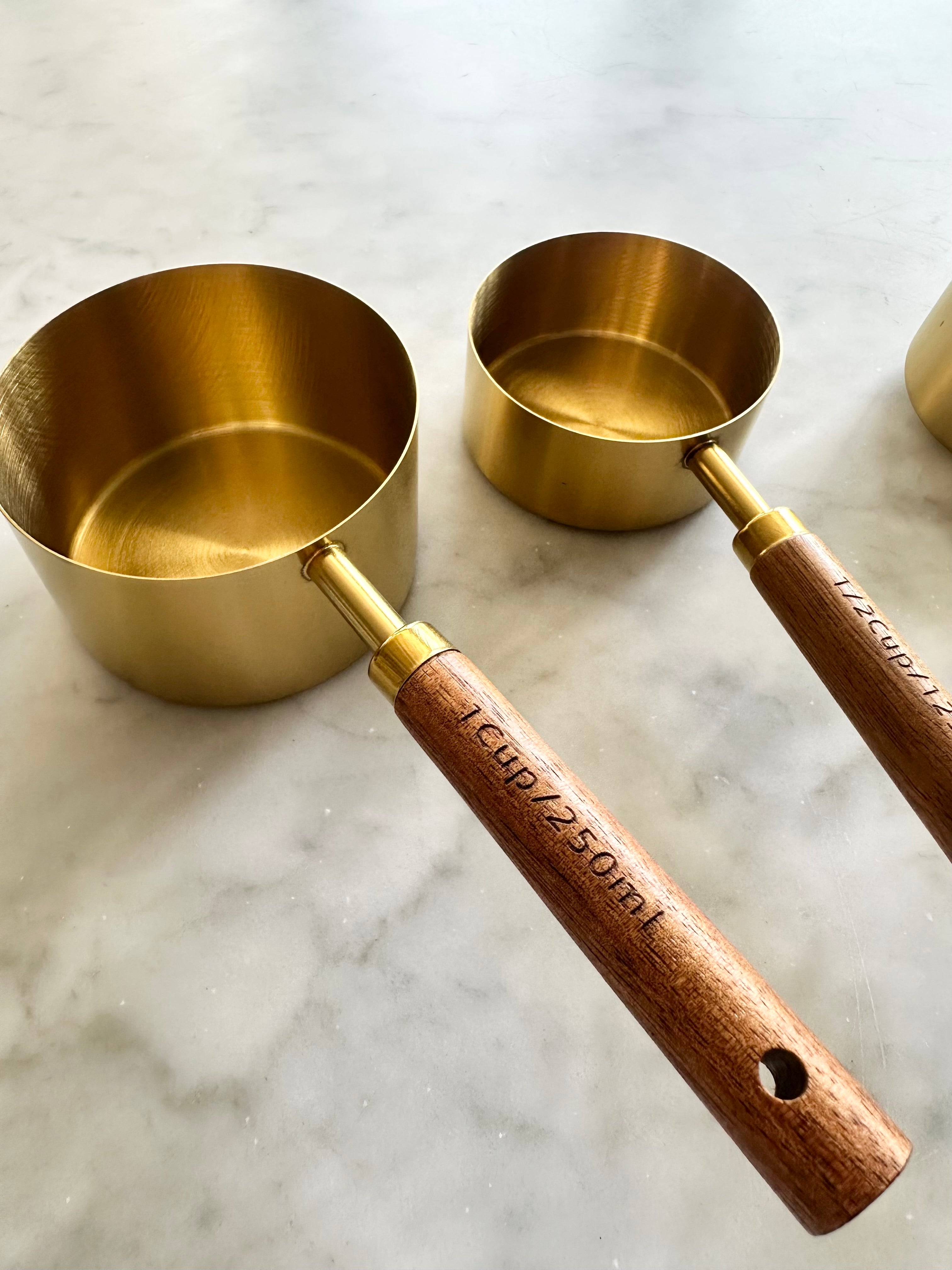 Montecito Acacia Wood & Gold Measuring Set — 8 Piece – alternate product view
