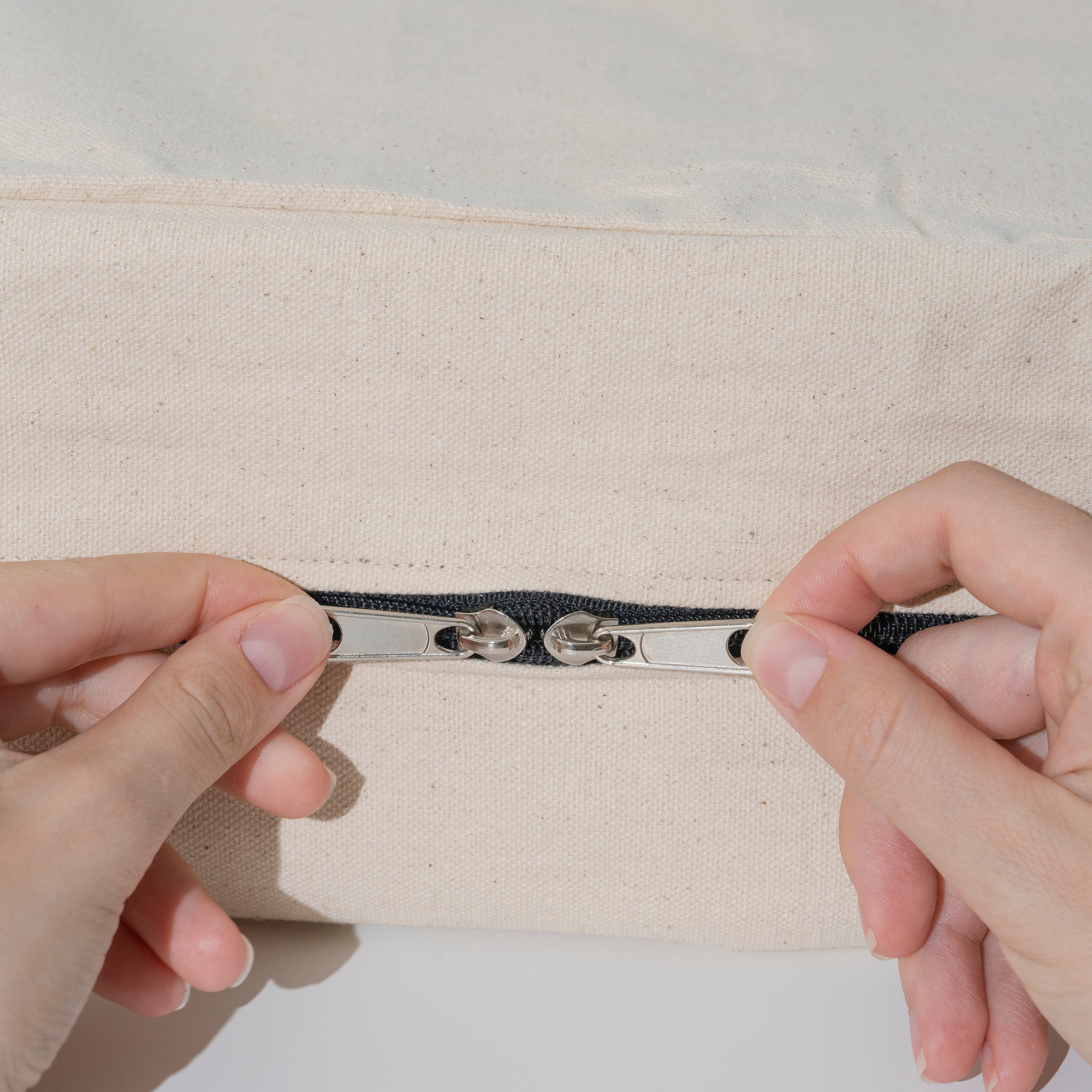 Cashmere storage bag with zipper and carrying handles