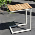 Portals Light C-shape teak and aluminum side table