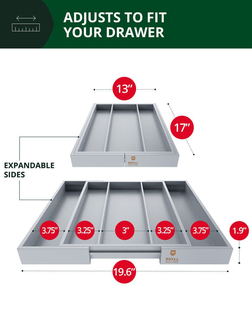 5-Slot Utensil Drawer Organizer — Gray