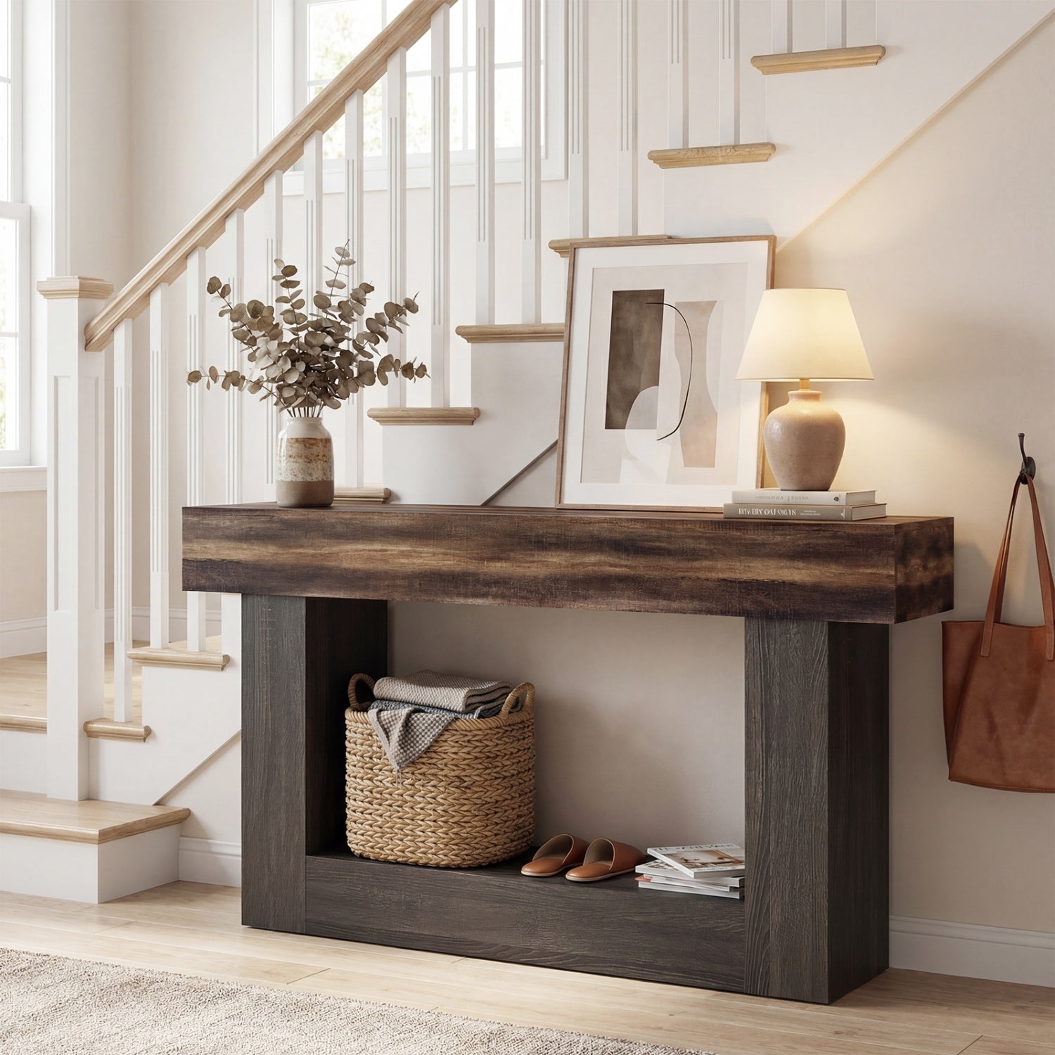 63" Farmhouse Console Table with Storage Shelf – alternate product view