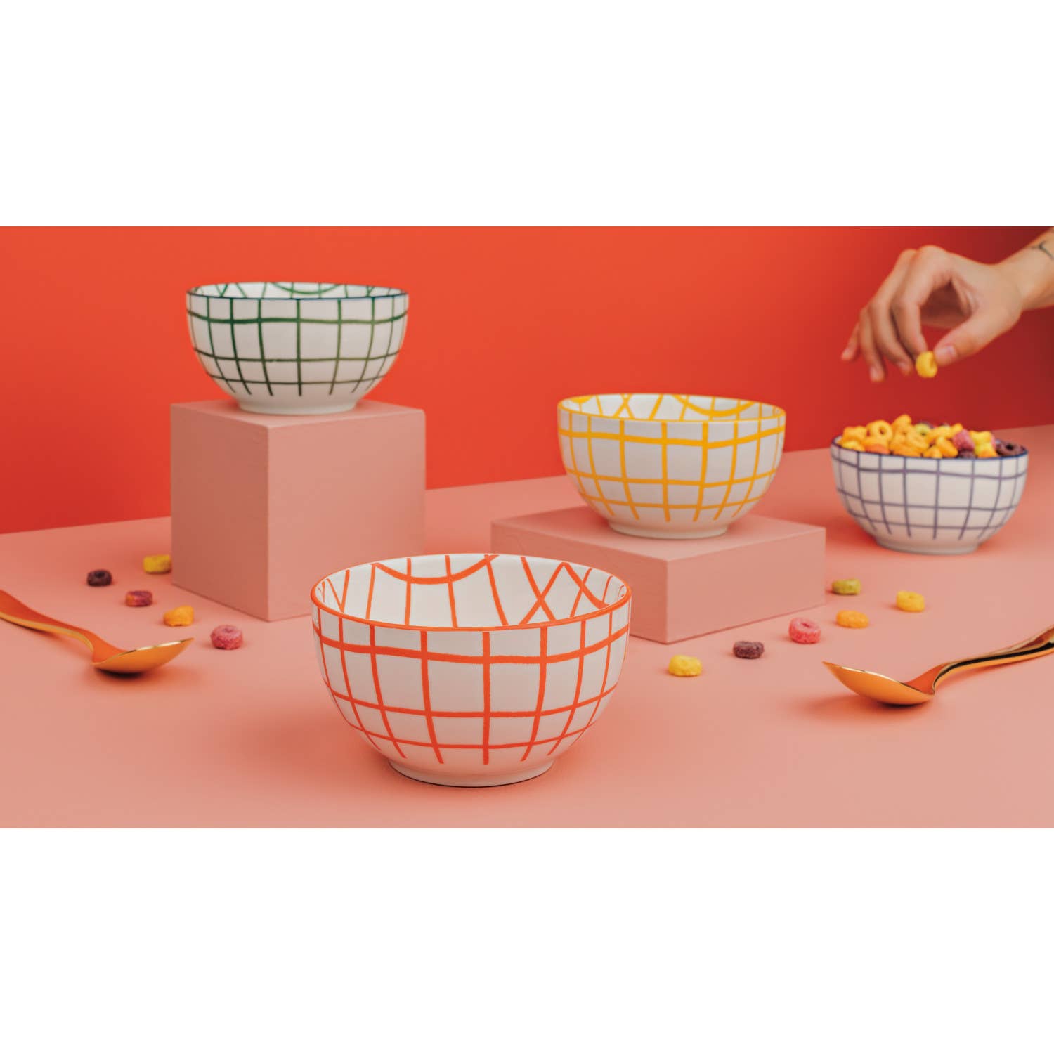Wobbly Check porcelain bowl
