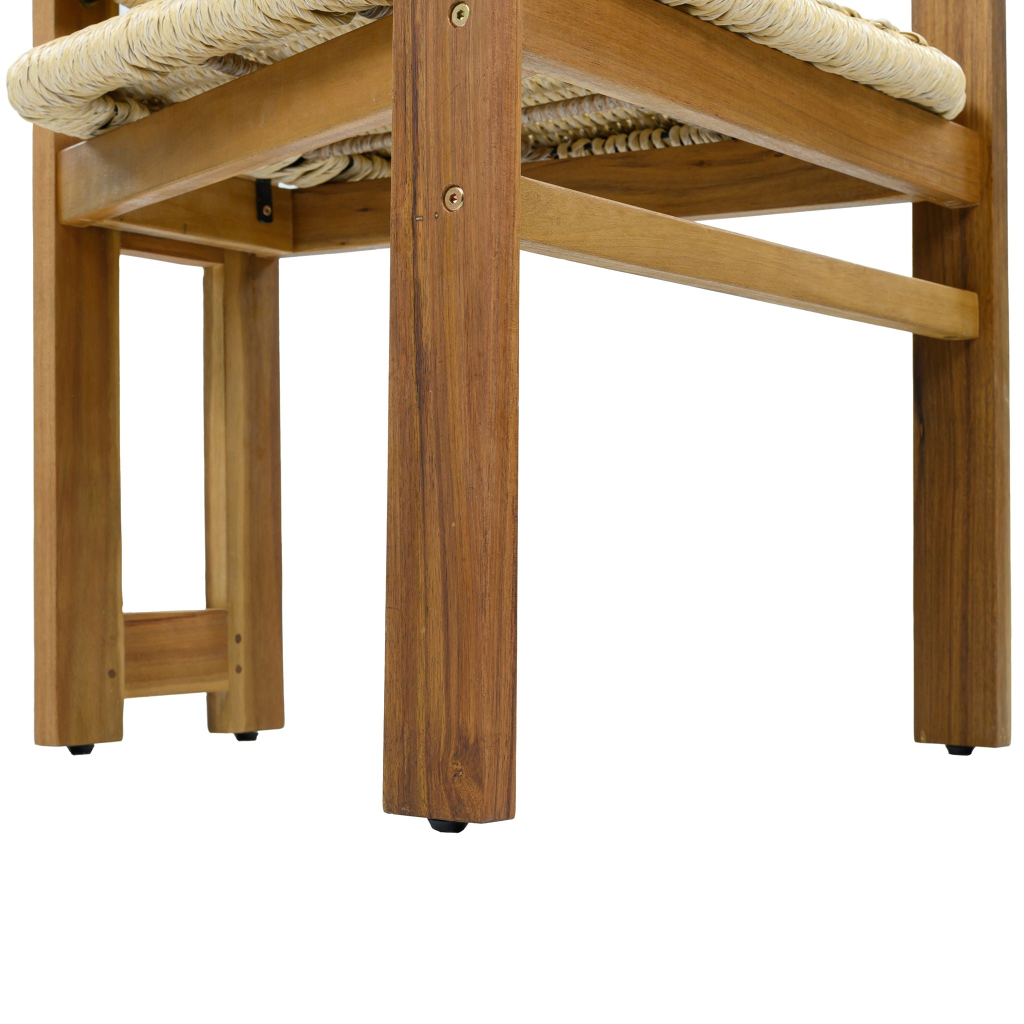 Acacia Wood & Rattan Patio Armchairs - Set of 2